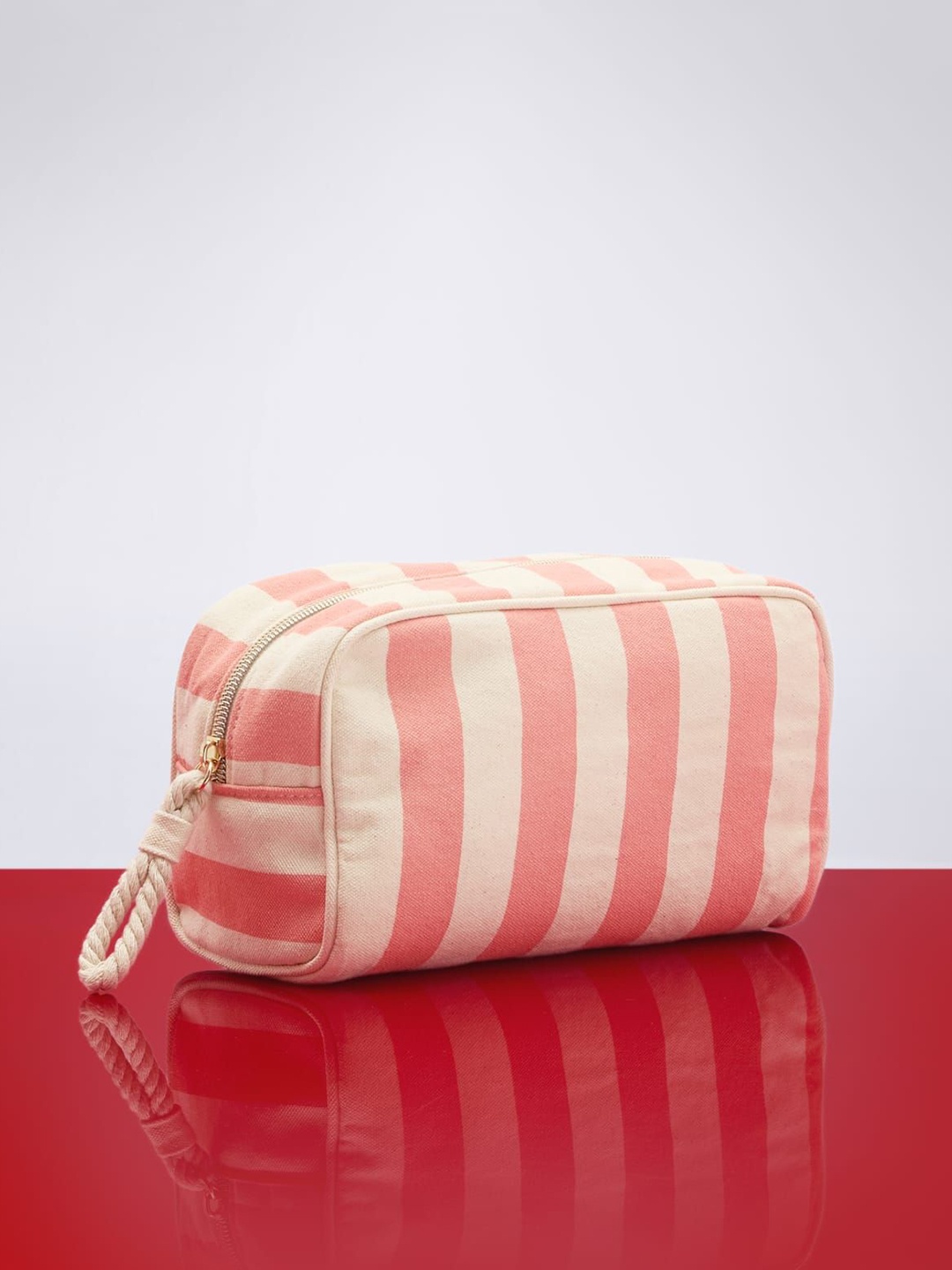 

Marks & Spencer Women Striped Structured Cotton Handheld Bag, Beige