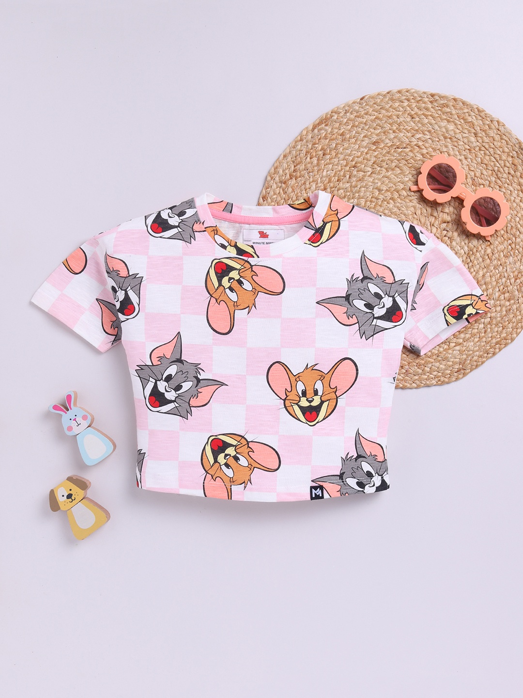 

YK X Minute Mirth Girls Tom & Jerry Printed T-shirt, White