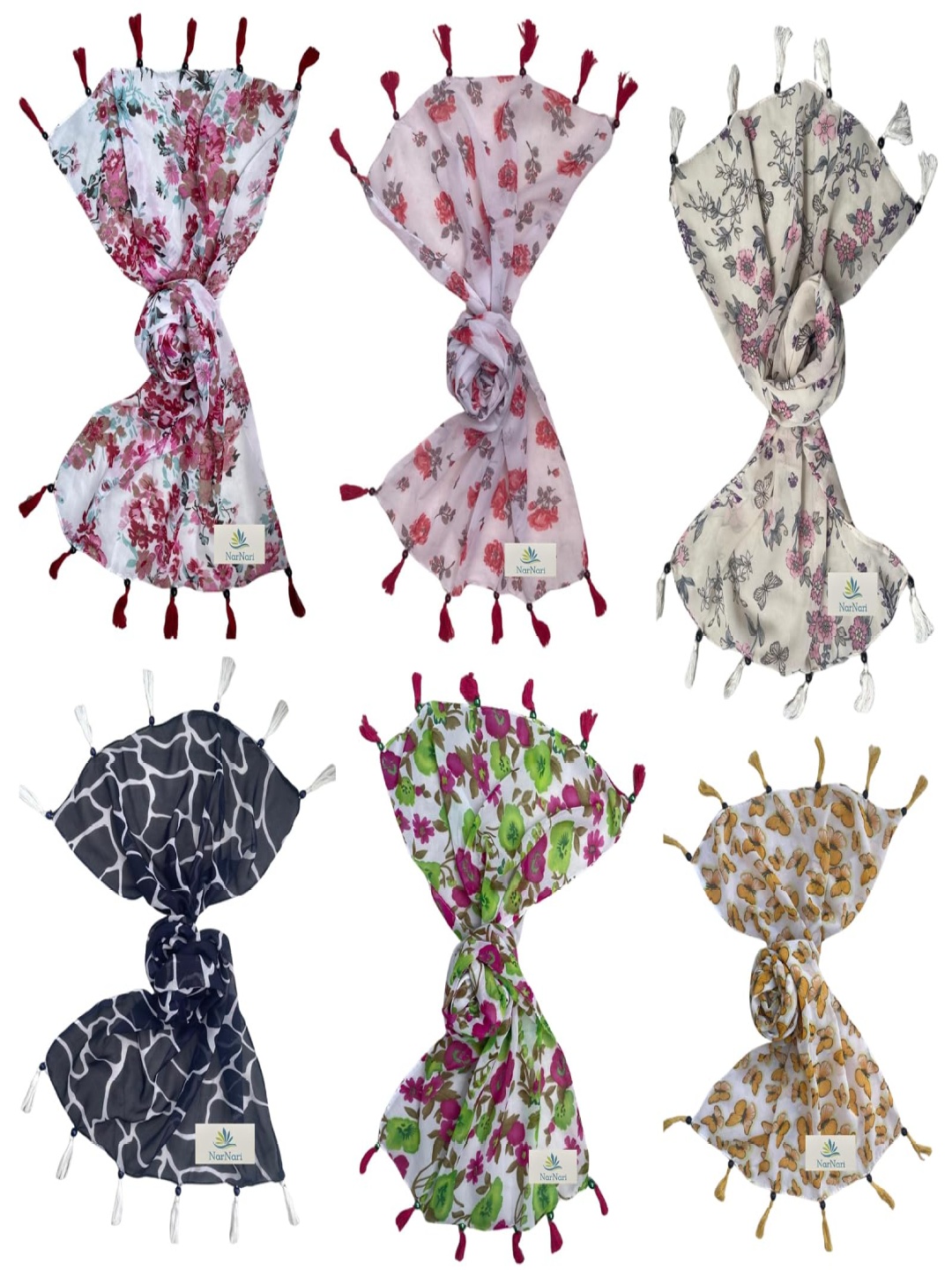

NarNari Women Printed Scarf, Red