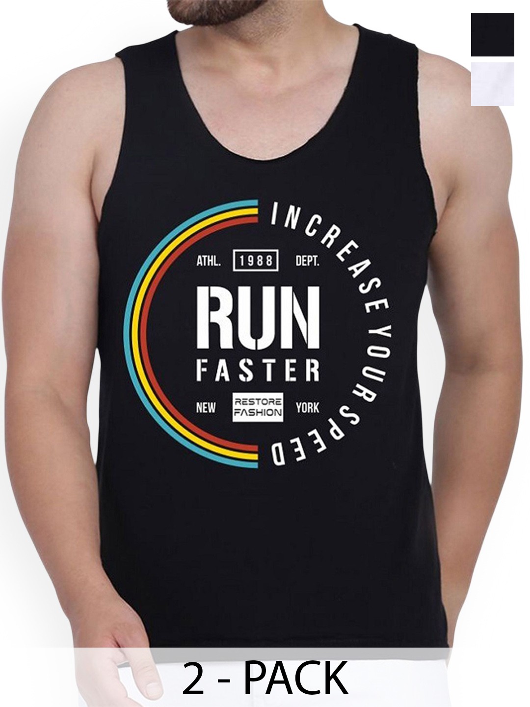 

WOOSTRO Pack Of 2 Printed Innerwear Vests - RS26 CMB (RUN BLACK) (MORE WHITE)