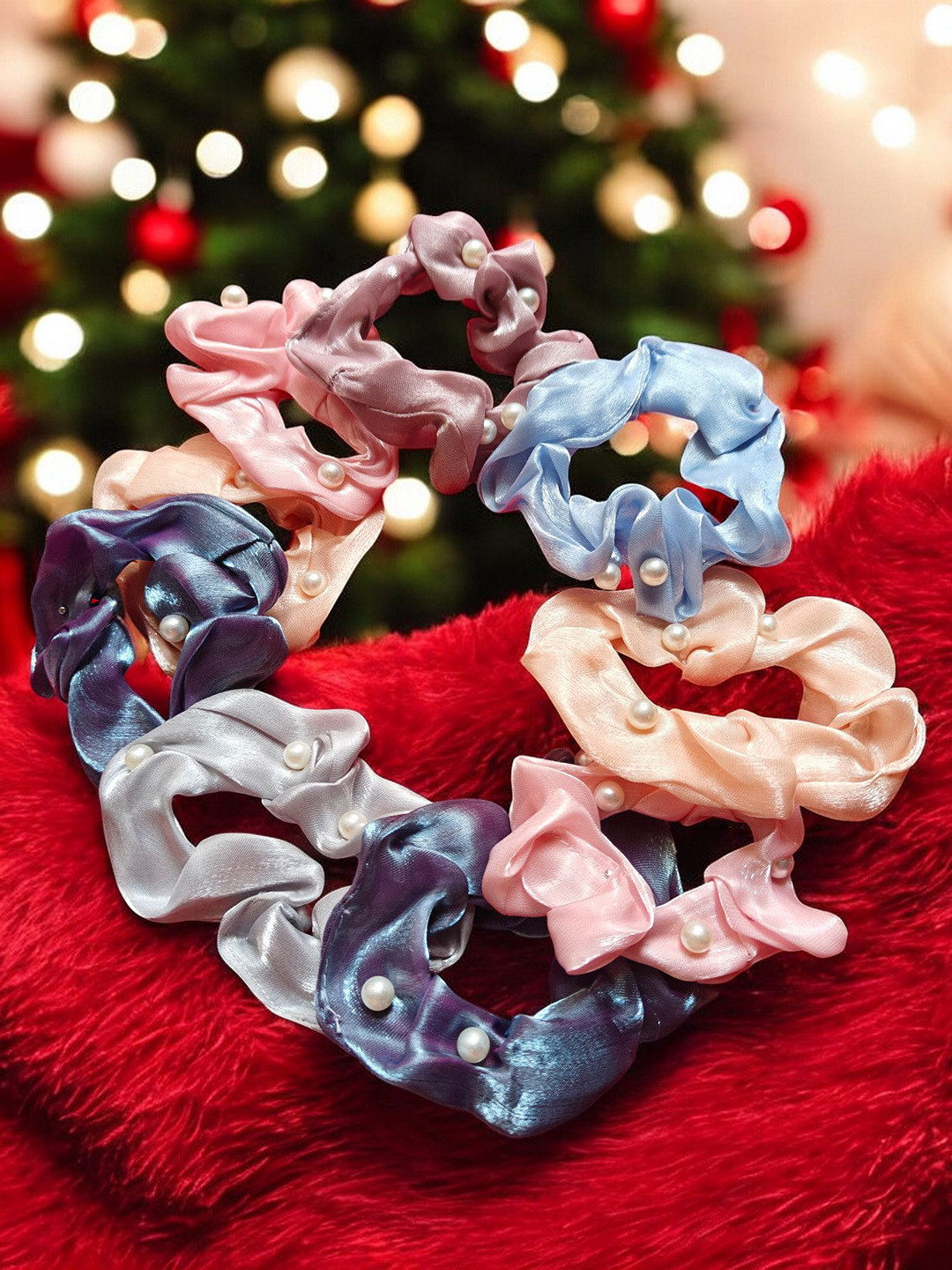 

CHRONEX Set Of 6 Soft & Stretchy Silk Hair Scrunchies, Assorted
