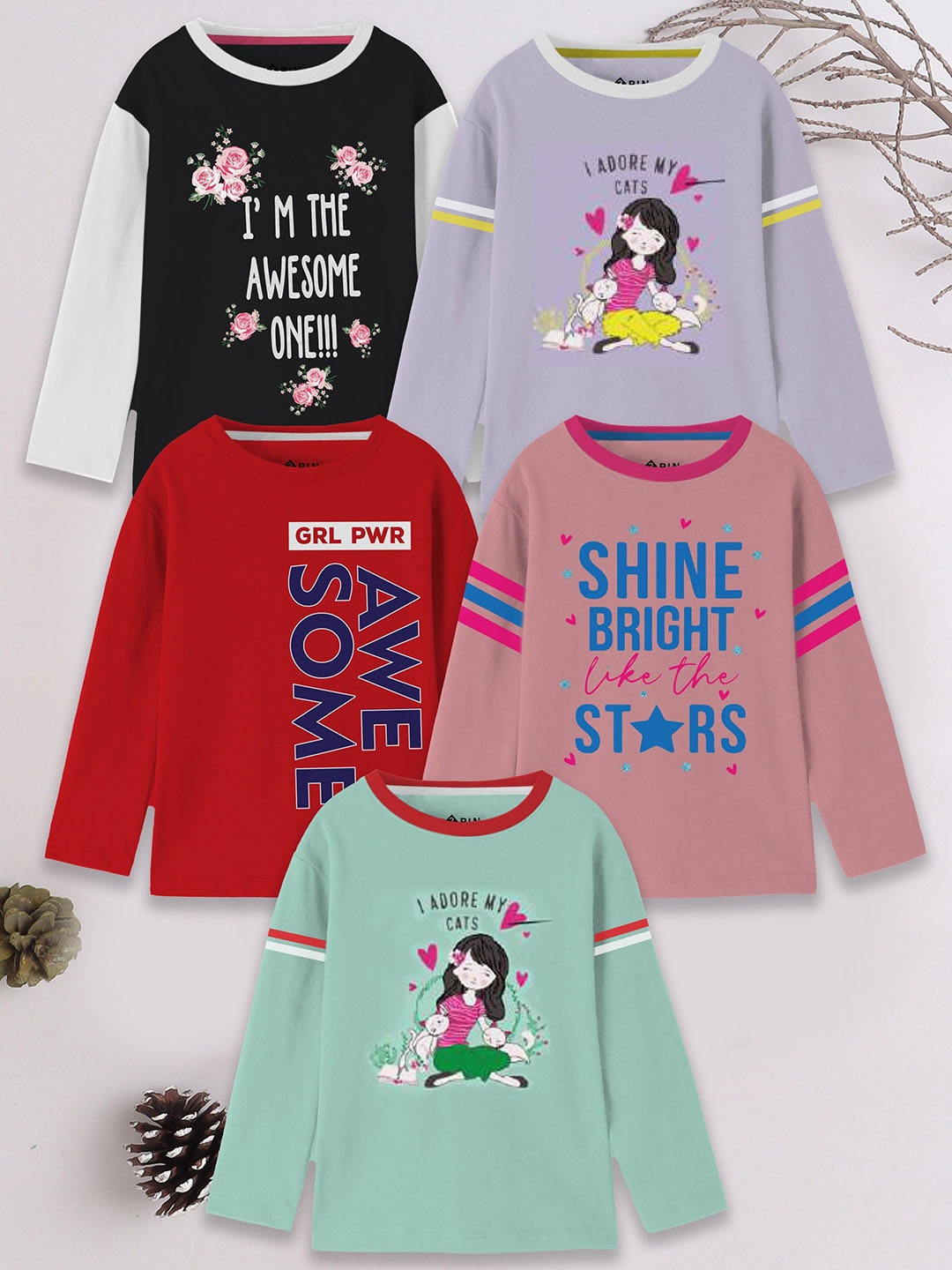 

3PIN Girls 5 Printed T-shirt, Multi