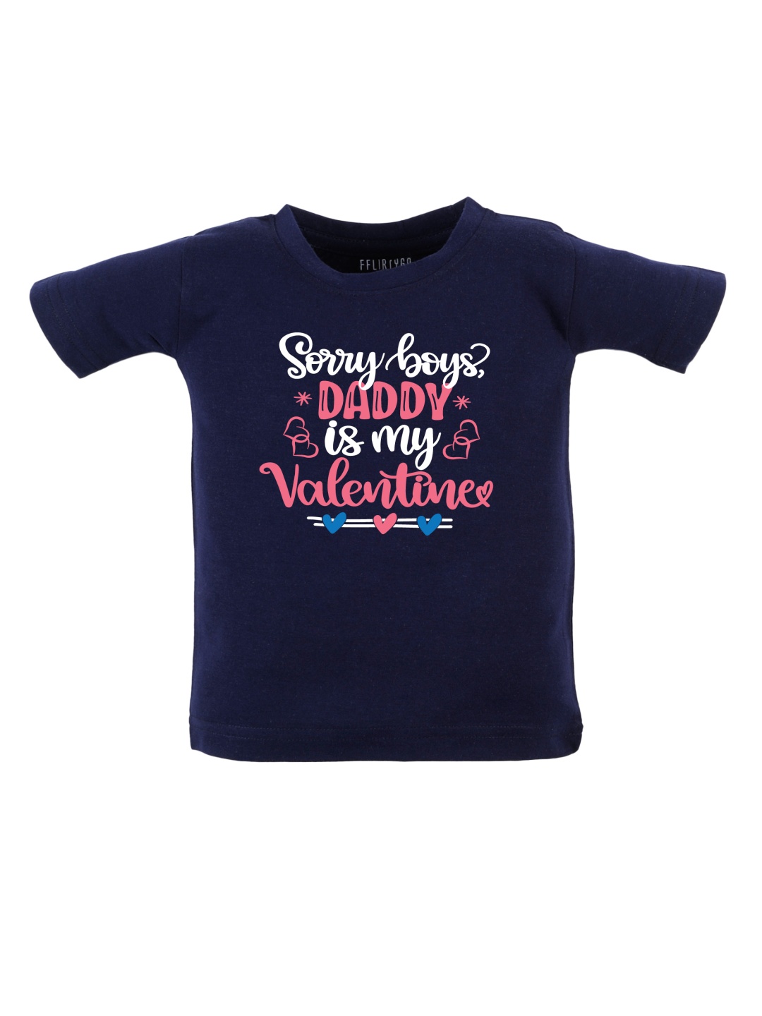 

FFLIRTYGO Unisex Kids Typography Printed Round Neck Cotton T-shirt, Navy blue