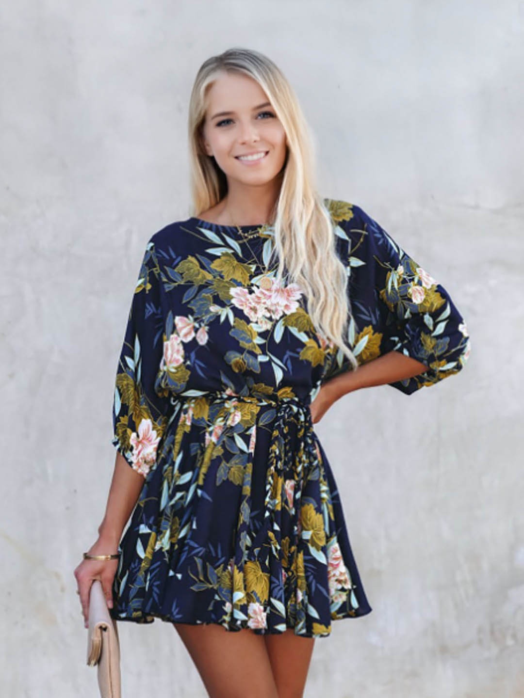 

StyleCast Floral Print Blouson Mini Dress, Blue