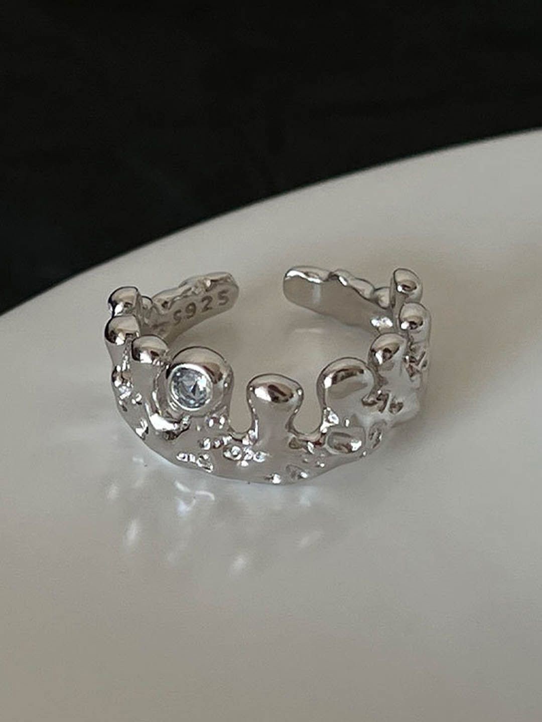

StyleCast Elegant Silver-Toned Artificial Stone-Studded Adjustable Finger Ring