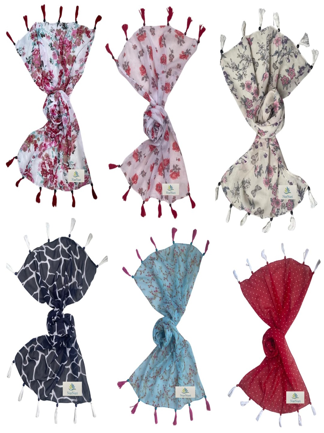 

NarNari Women Printed Scarf, Red