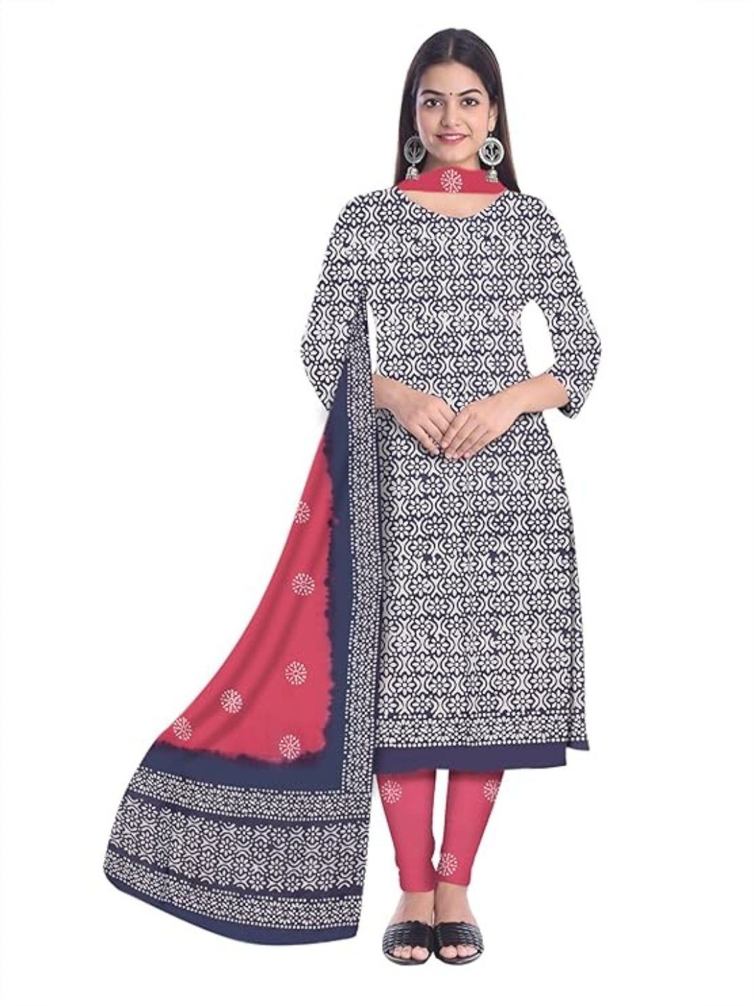 

Farooq Dyeing Floral Printed Pure Cotton Unstitched Dress Material, Grey