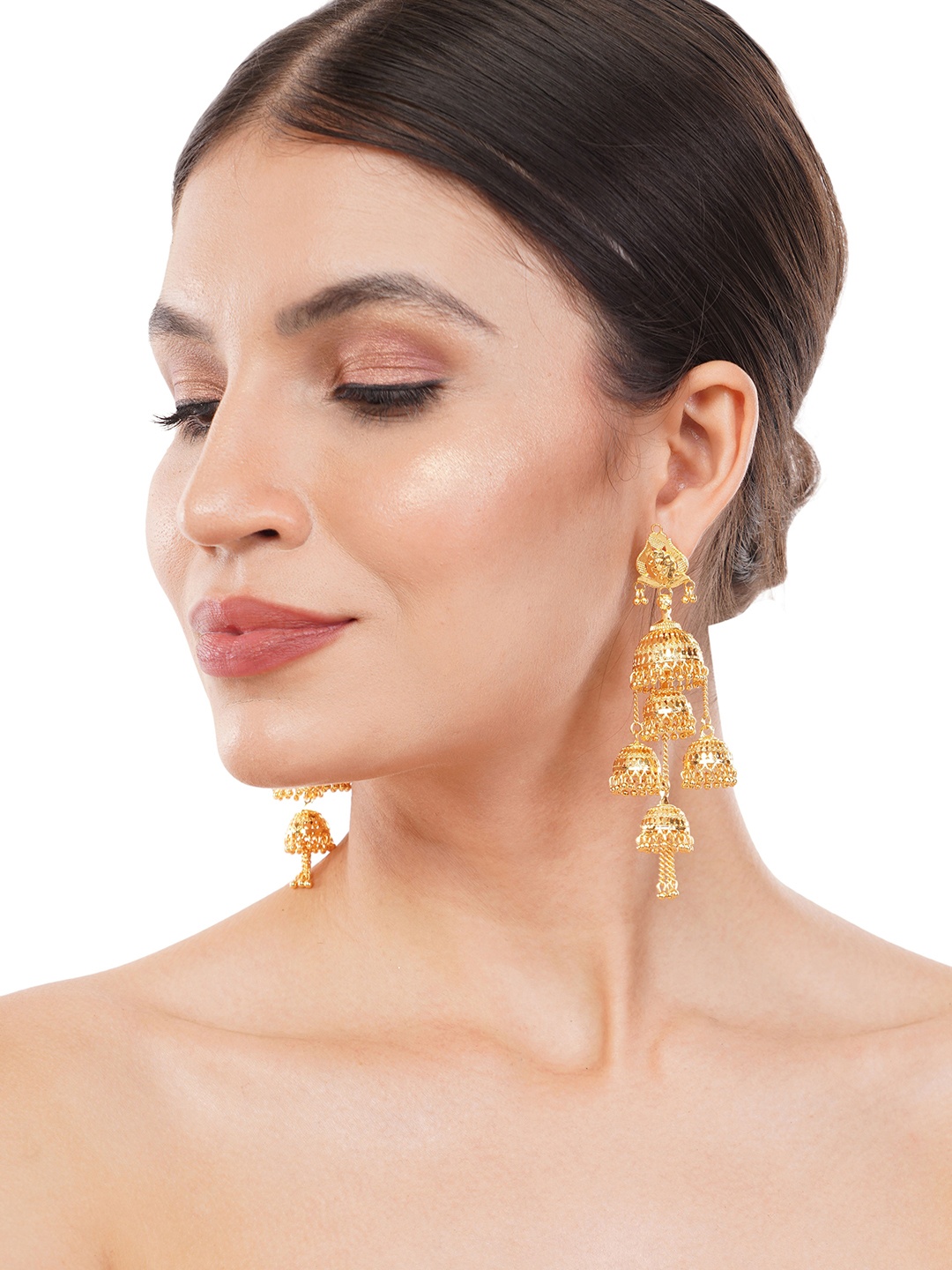 

Zhouse Gold-Plated Dome Shaped Jhumkas