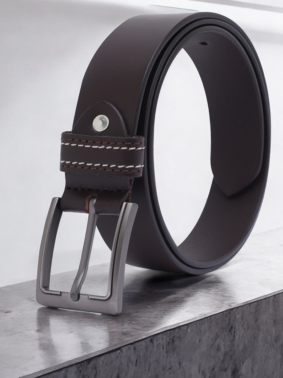 

Provogue Men Leather Formal Belt, Coffee brown