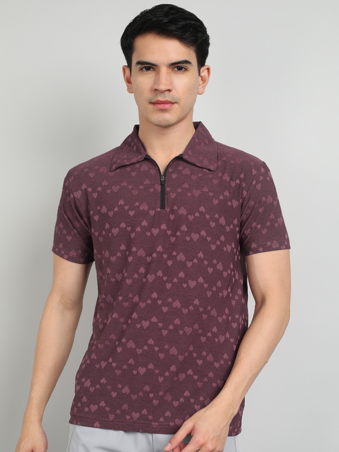 

Moda Rapido Men Dry Tech Conversational Printed Polo Collar T-shirt, Maroon