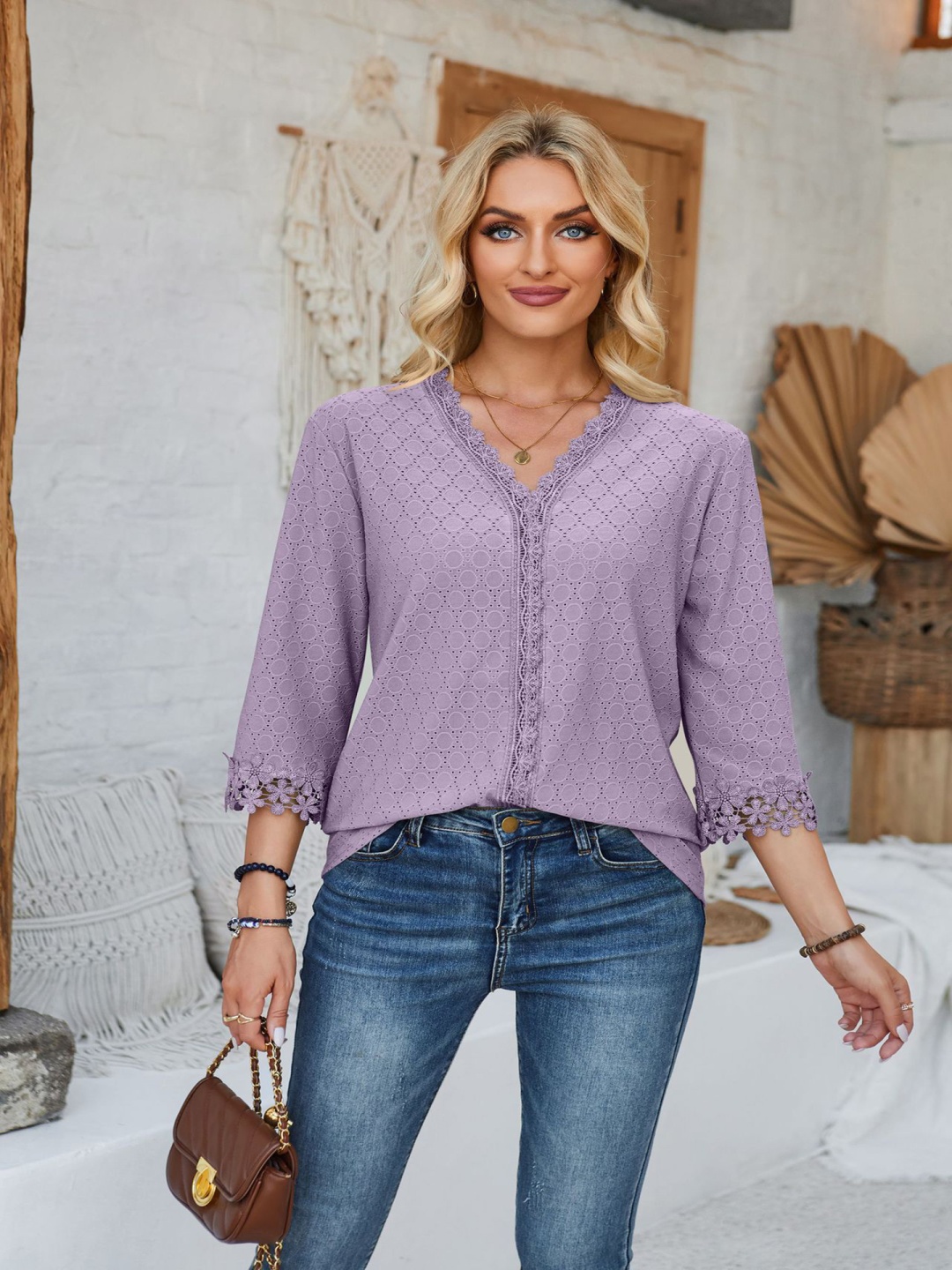 

StyleCast x Revolte Applique Peplum Top, Purple