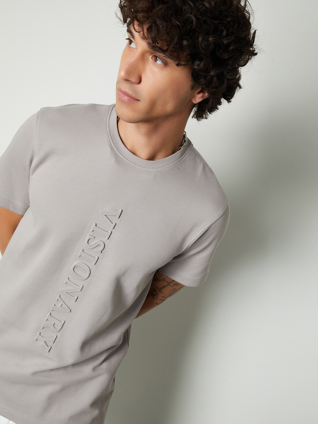 

max Men Typography Printed Round Neck Cotton T-shirt, Brown