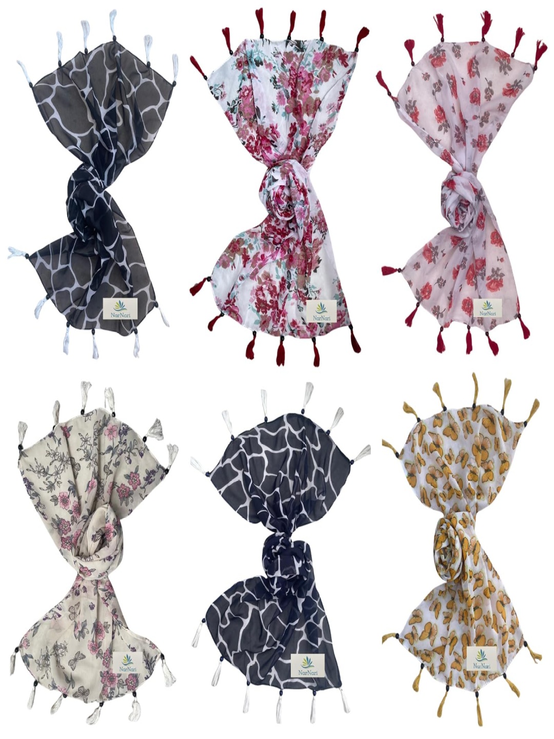 

NarNari Women Printed Scarf, Red