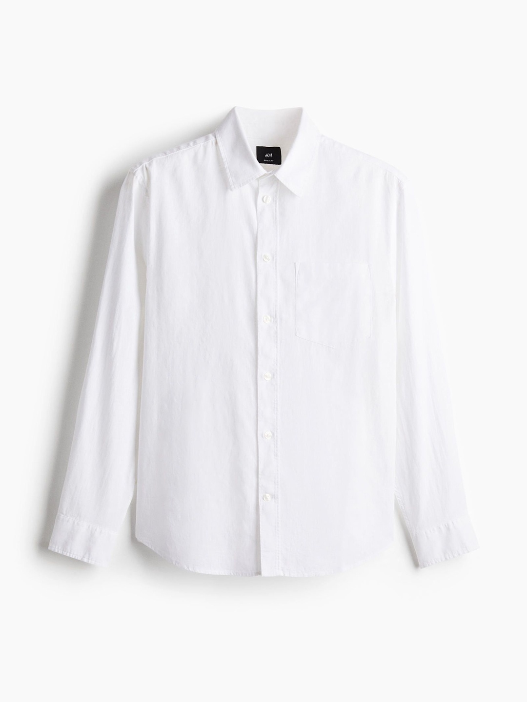 

H&M Regular Fit Linen-Blend Shirt, White