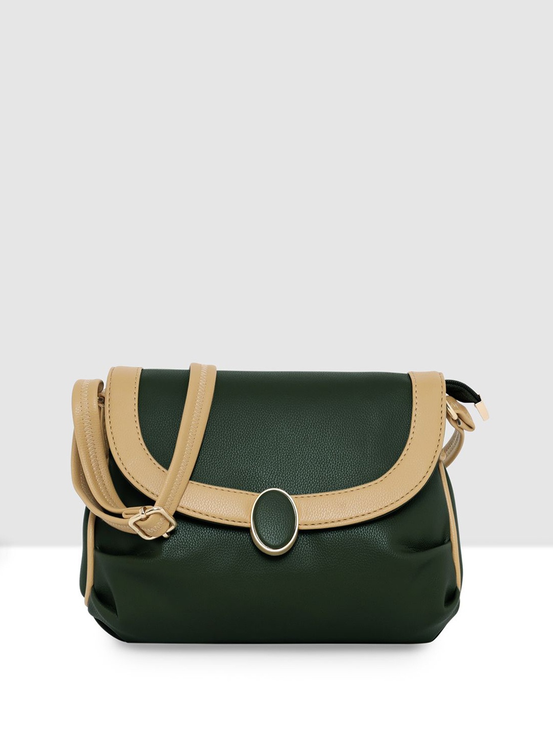 

ESBEDA Women Solid Structured Sling Bag, Green