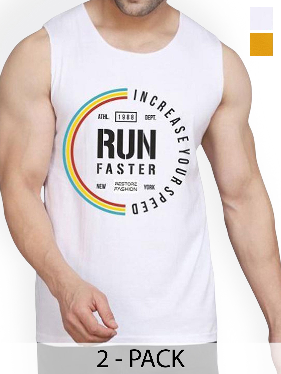 

Woostro Men Pack Of 2 Printed Cotton Gym Innerwear Vests, White
