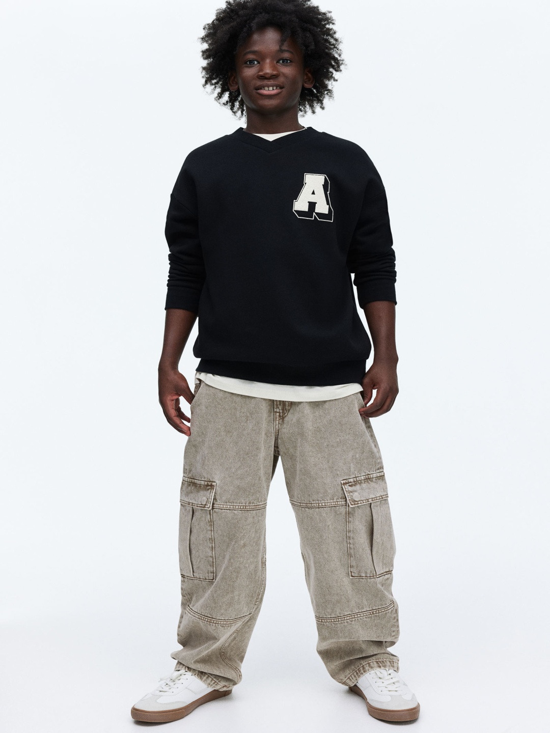 

H&M Baggy Cargo Jeans, Beige