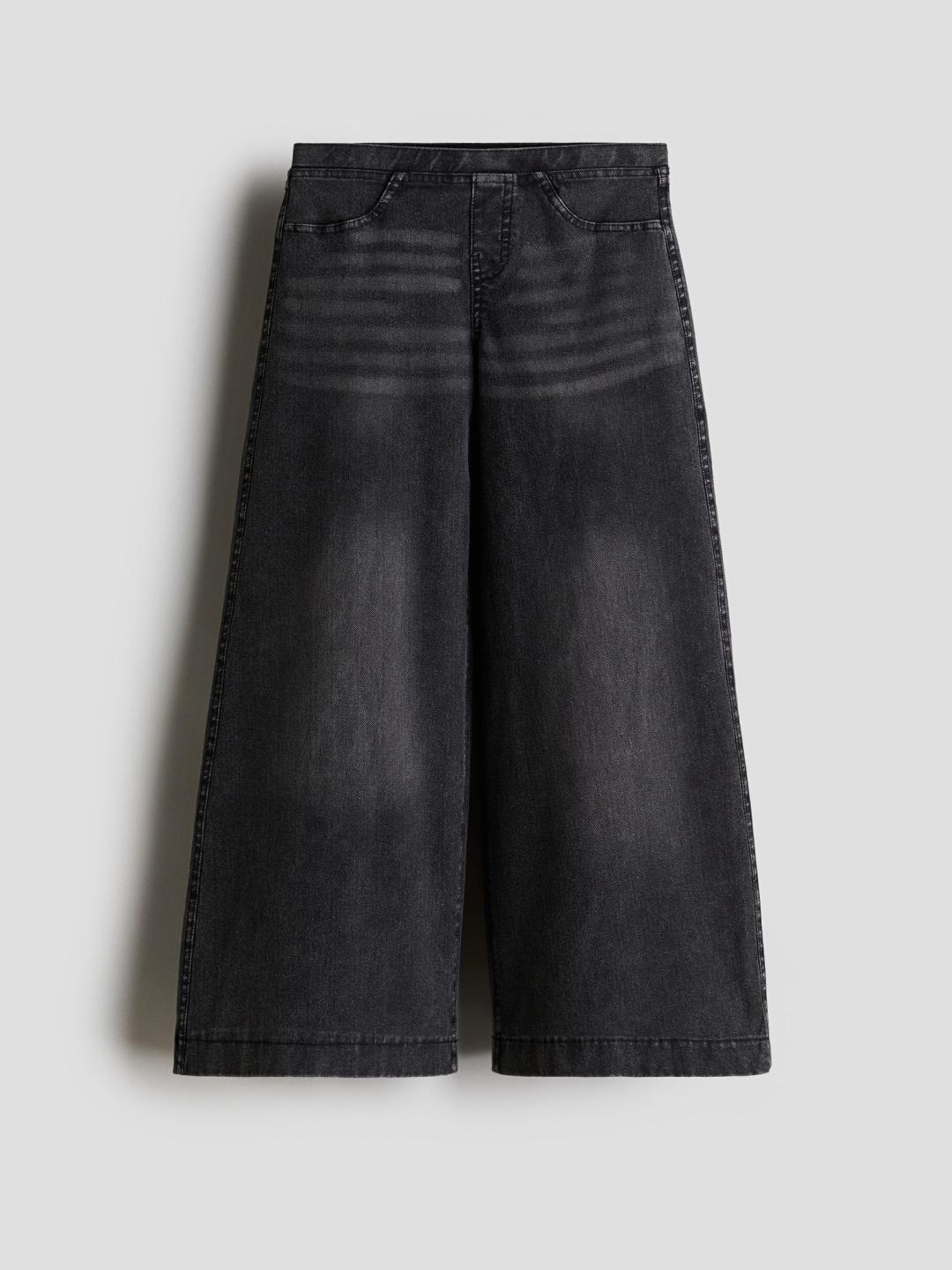 

H&M Girls Wide Denim-Look Trousers, Black