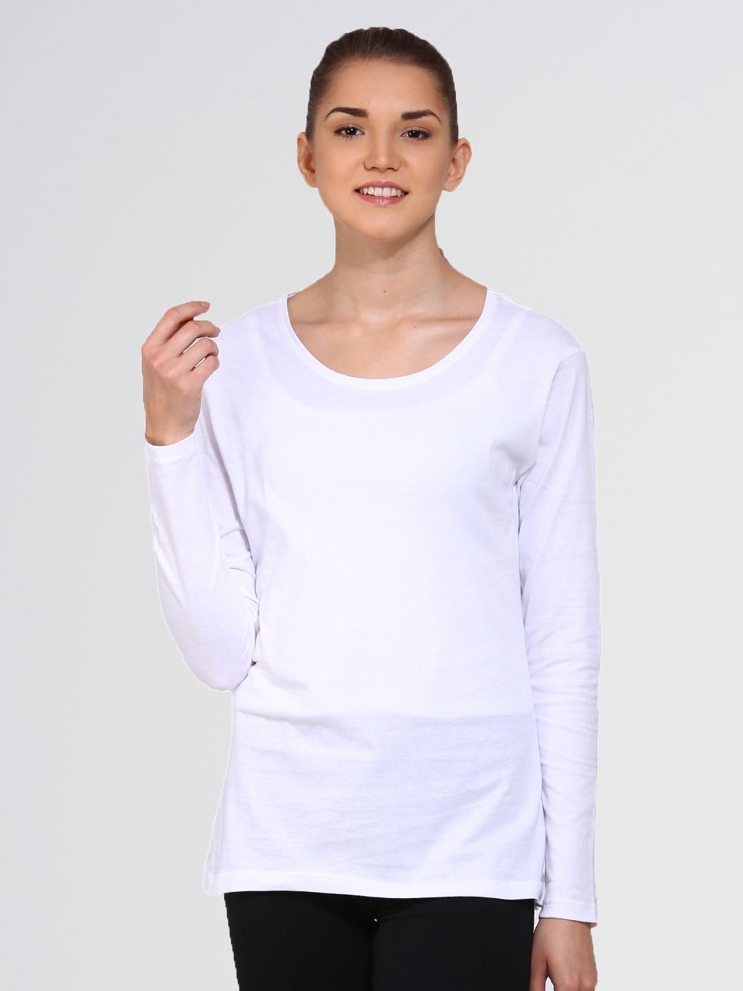 

appulse Women Solid Round Neck Cotton Slim Fit T-shirt, White