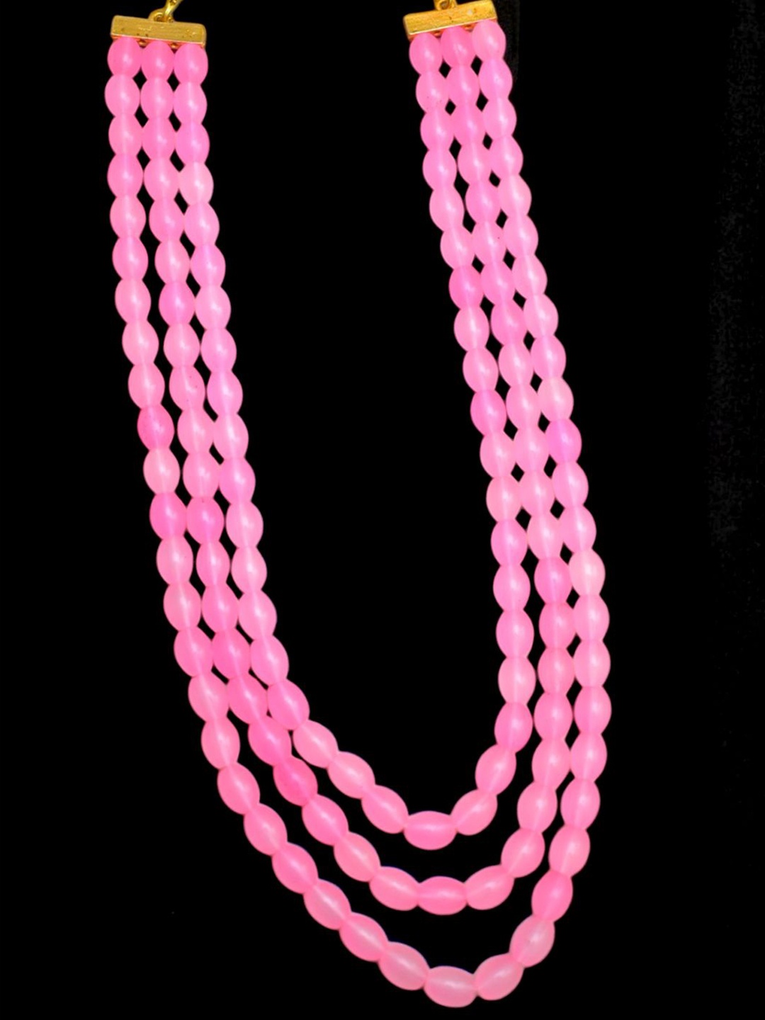 

TISHUL JEWELS Gold-Plated Artificial Bedaed Layered Minimal Necklace