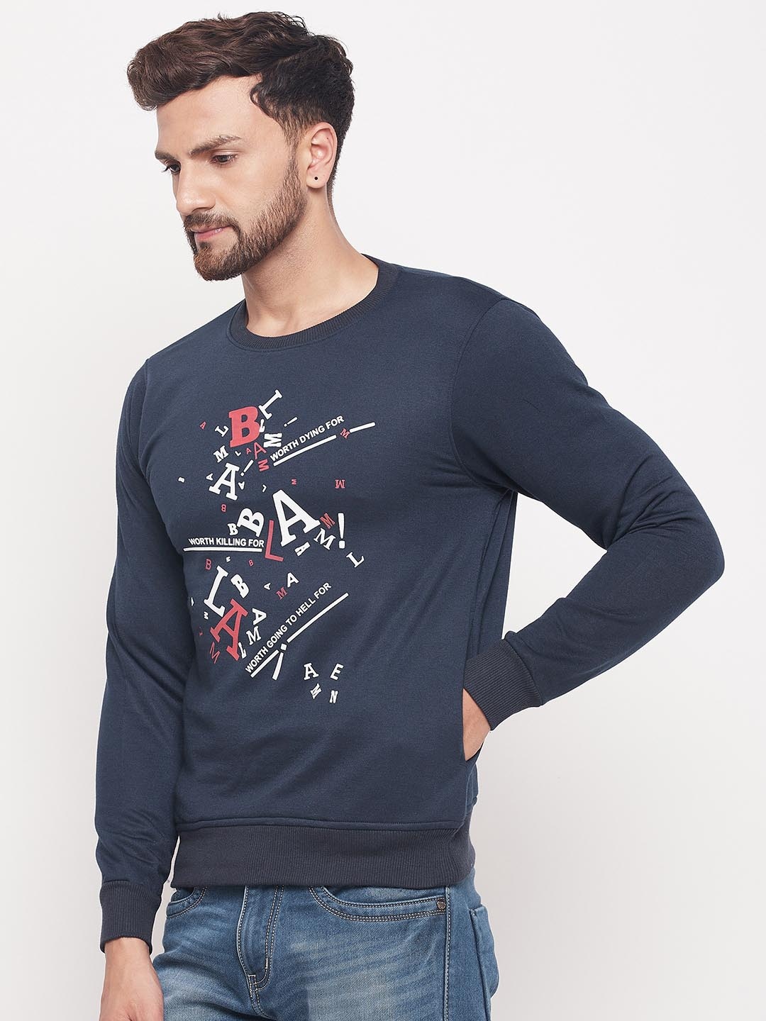 

LYCOS Men Printed Sweatshirt, Navy blue