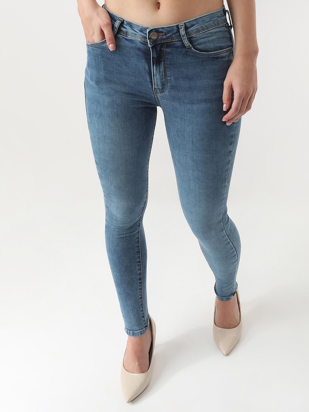 

Kraus Jeans Women Skinny Fit High-Rise Light Fade Jeans, Blue