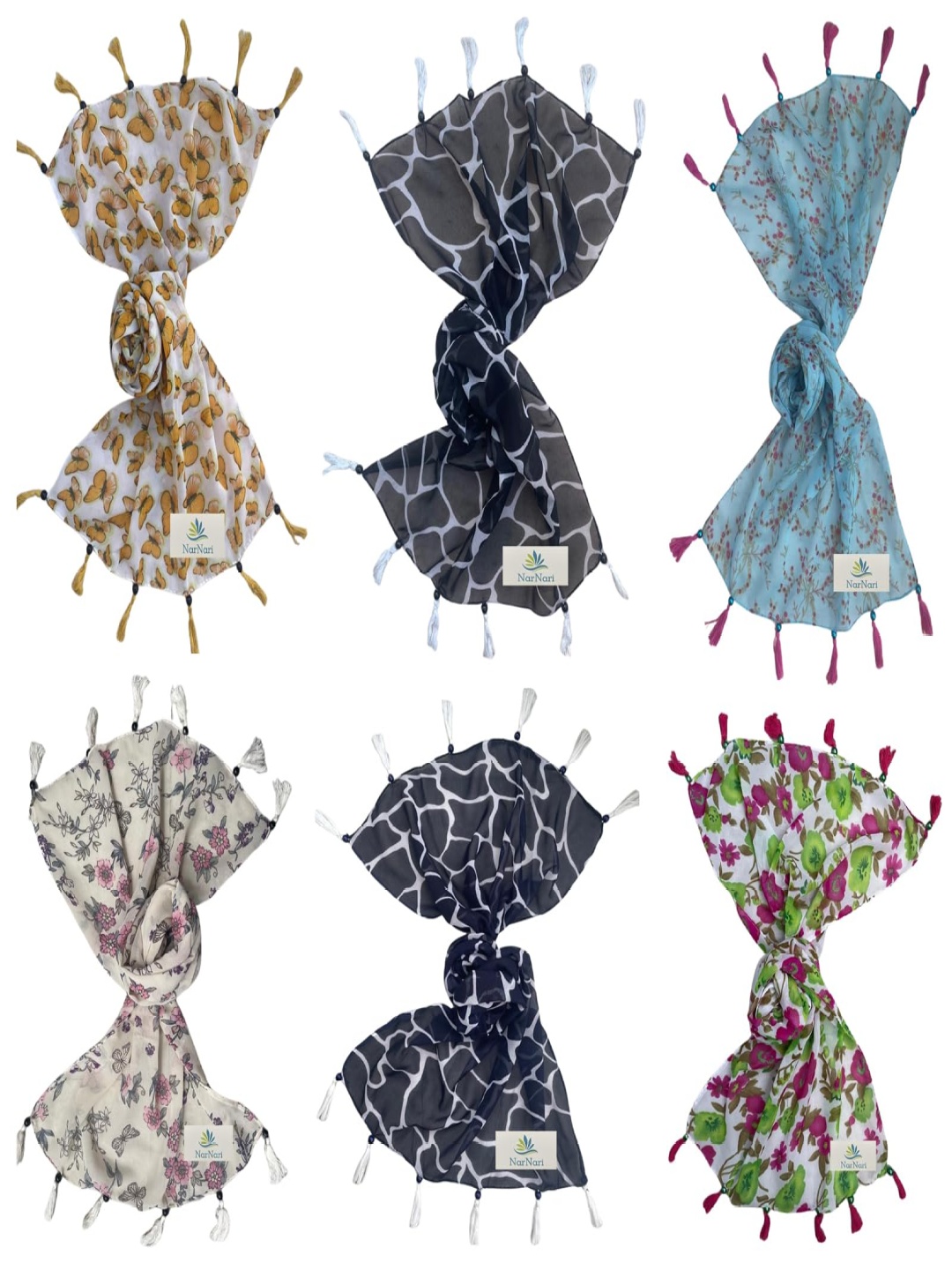 

NarNari Women Printed Scarf, Black