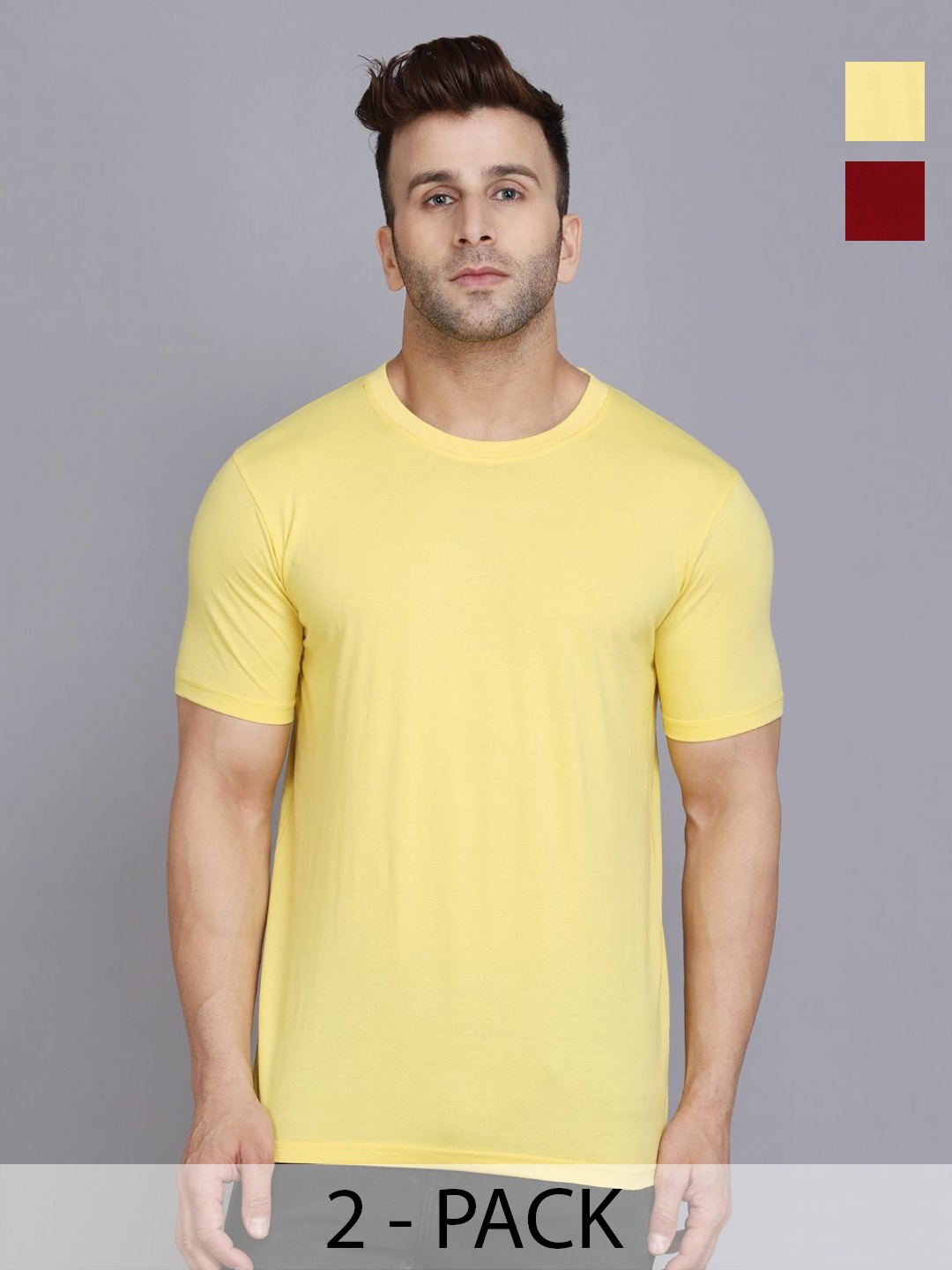 

WOOSTRO Men 2 Slim Fit T-shirt, Yellow