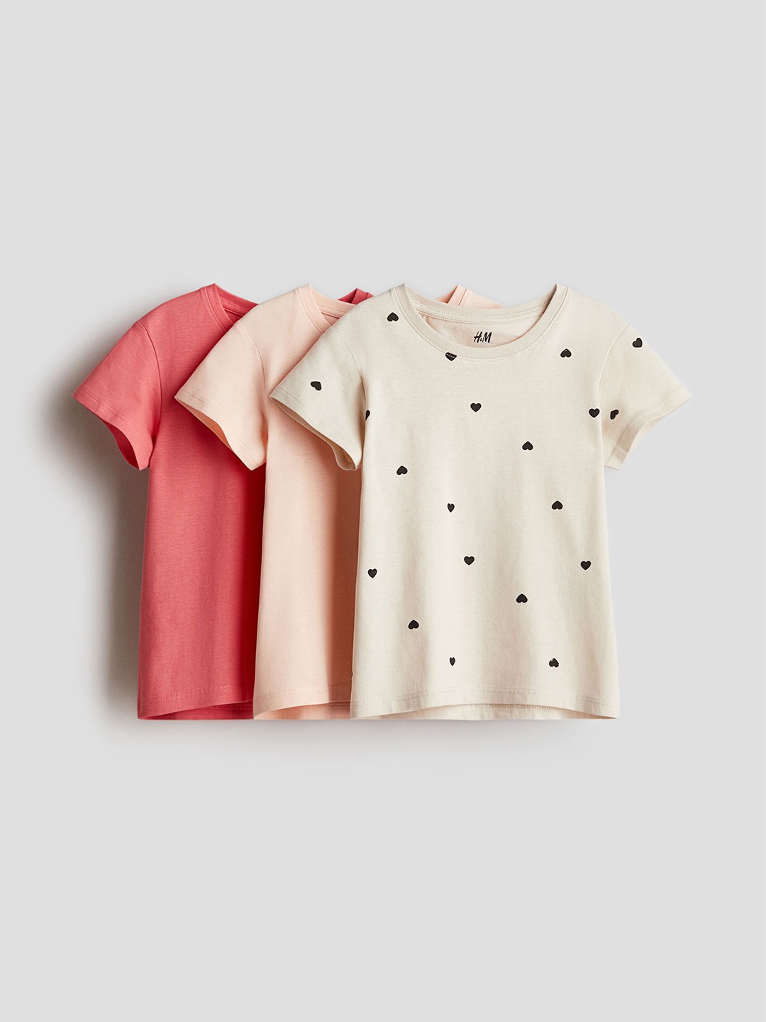 

H&M 3-Pack Cotton Tops, Pink