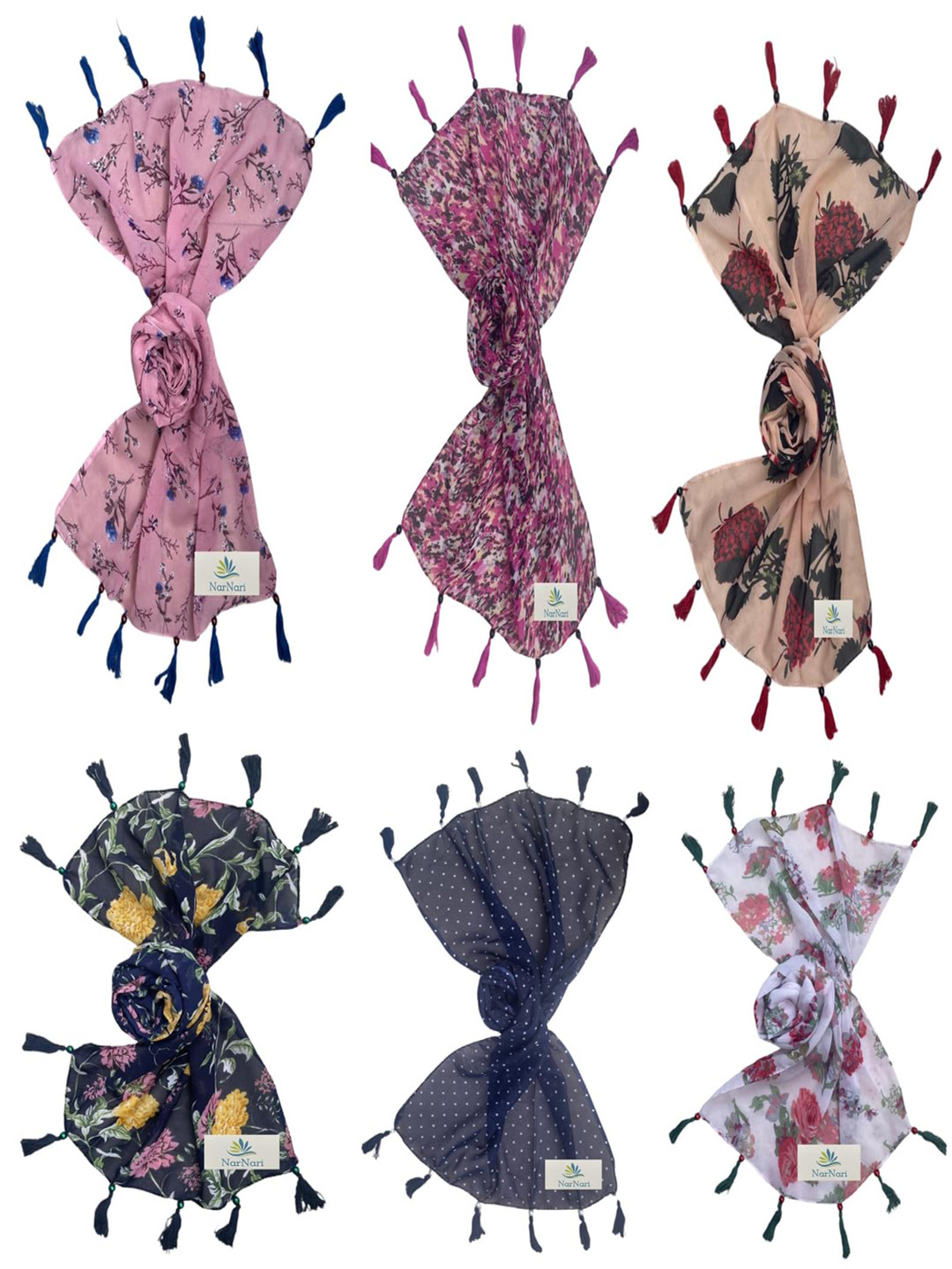 

NarNari Women Printed Scarf, Navy blue