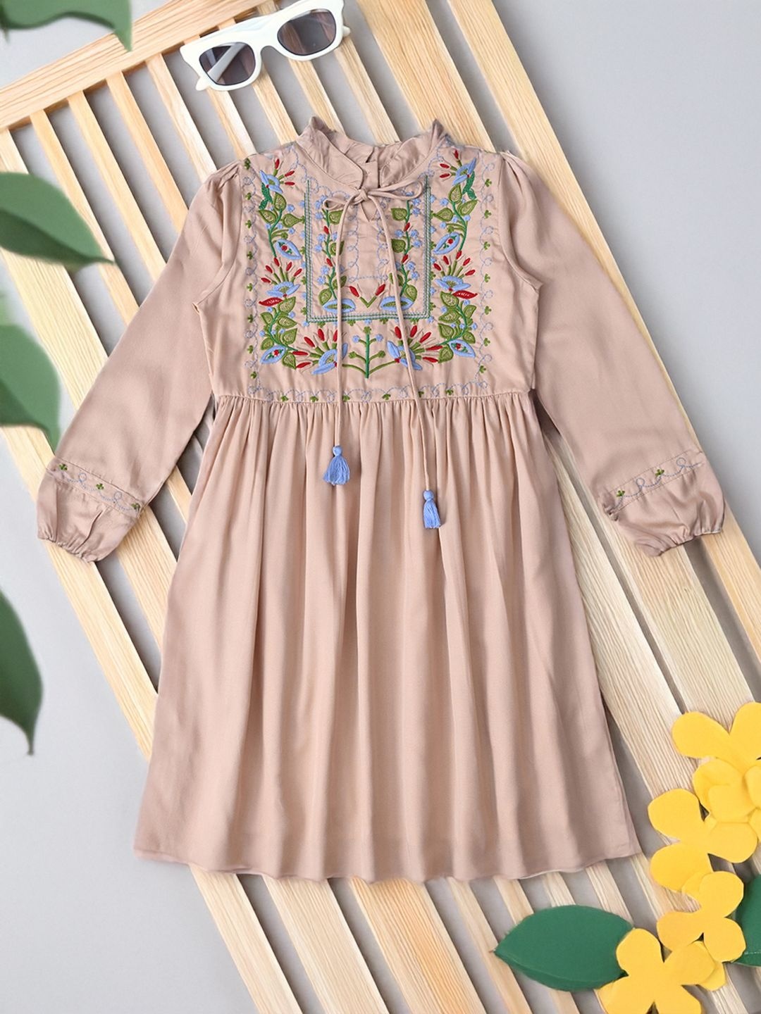 

Bella Moda Girls Floral Embroidered Fit & Flare Dress, Peach