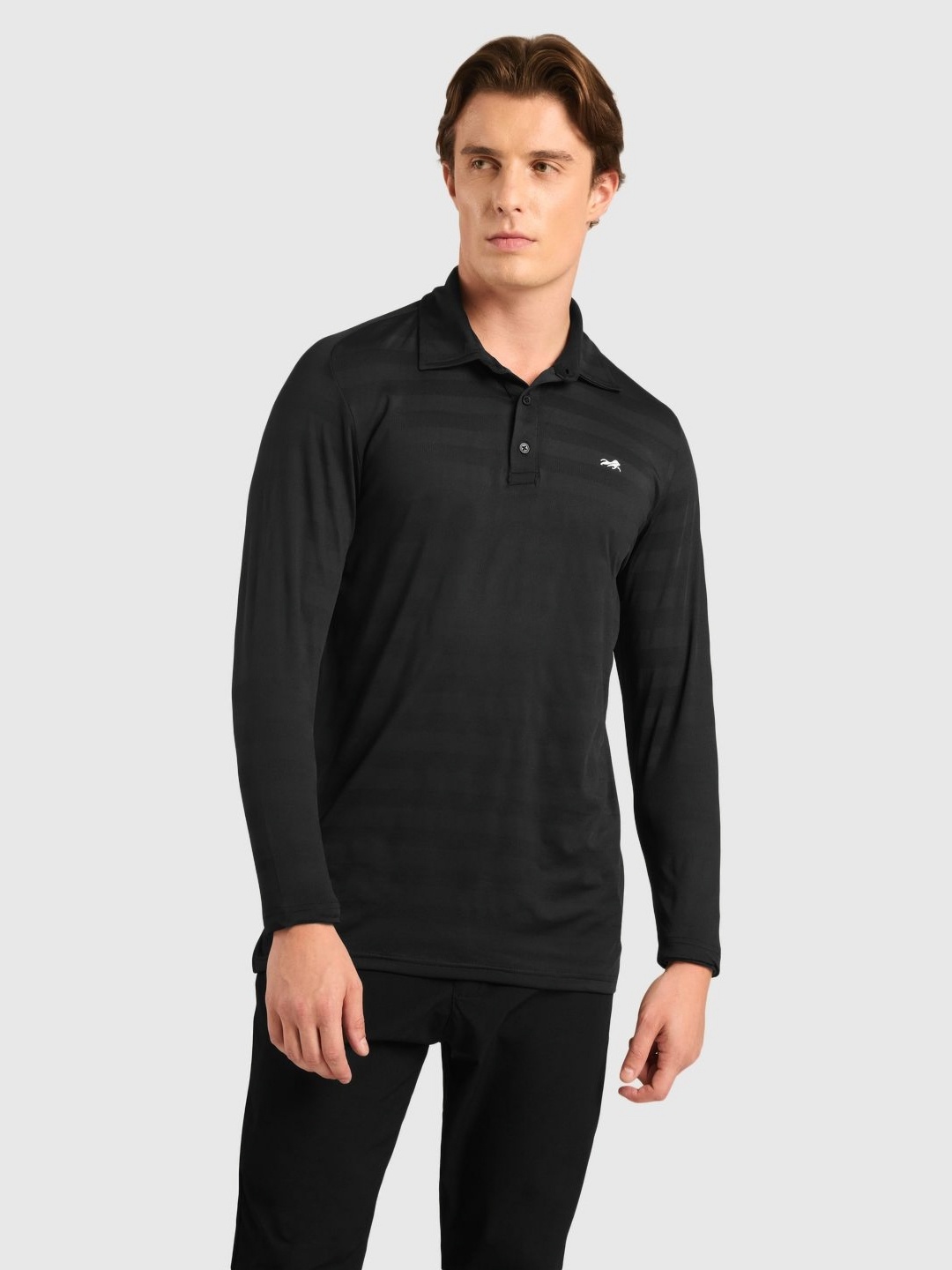 

Musclemind Men Solid Polo Collar T-shirt, Black