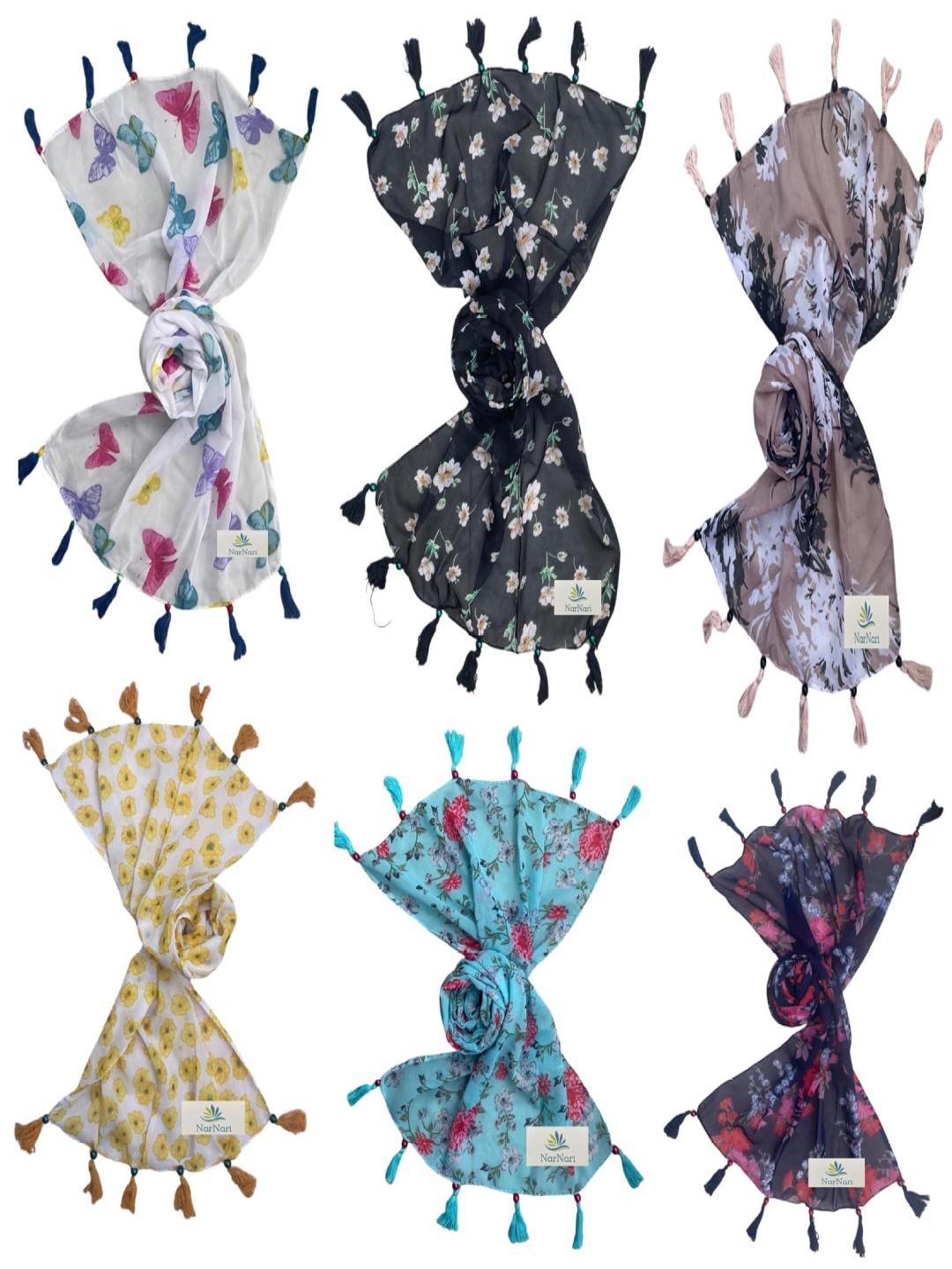 

NarNari Women Printed Scarf, Blue