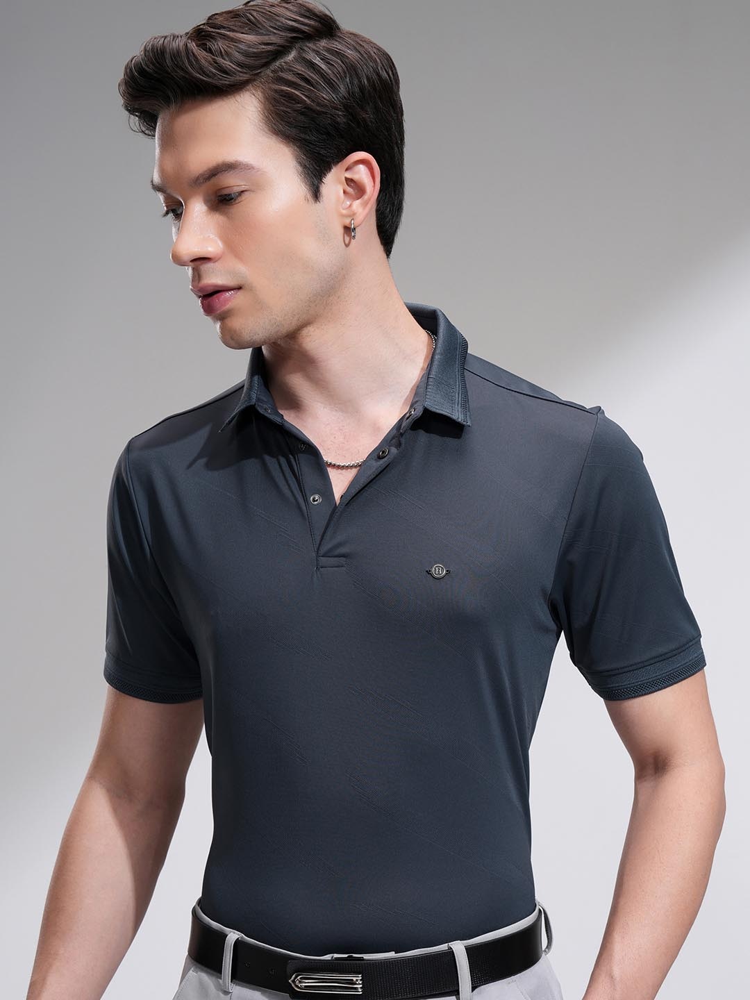 

HIGHLANDER Men Half Sleeve Polo T-Shirt, Charcoal