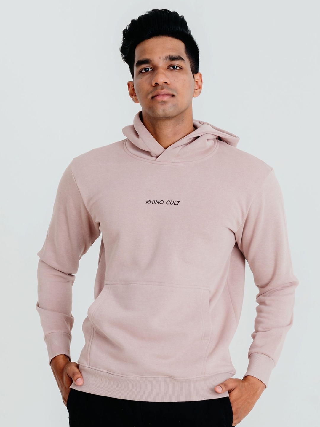 

RHINO CULT Men Printed Hooded Sweatshirt, Pink