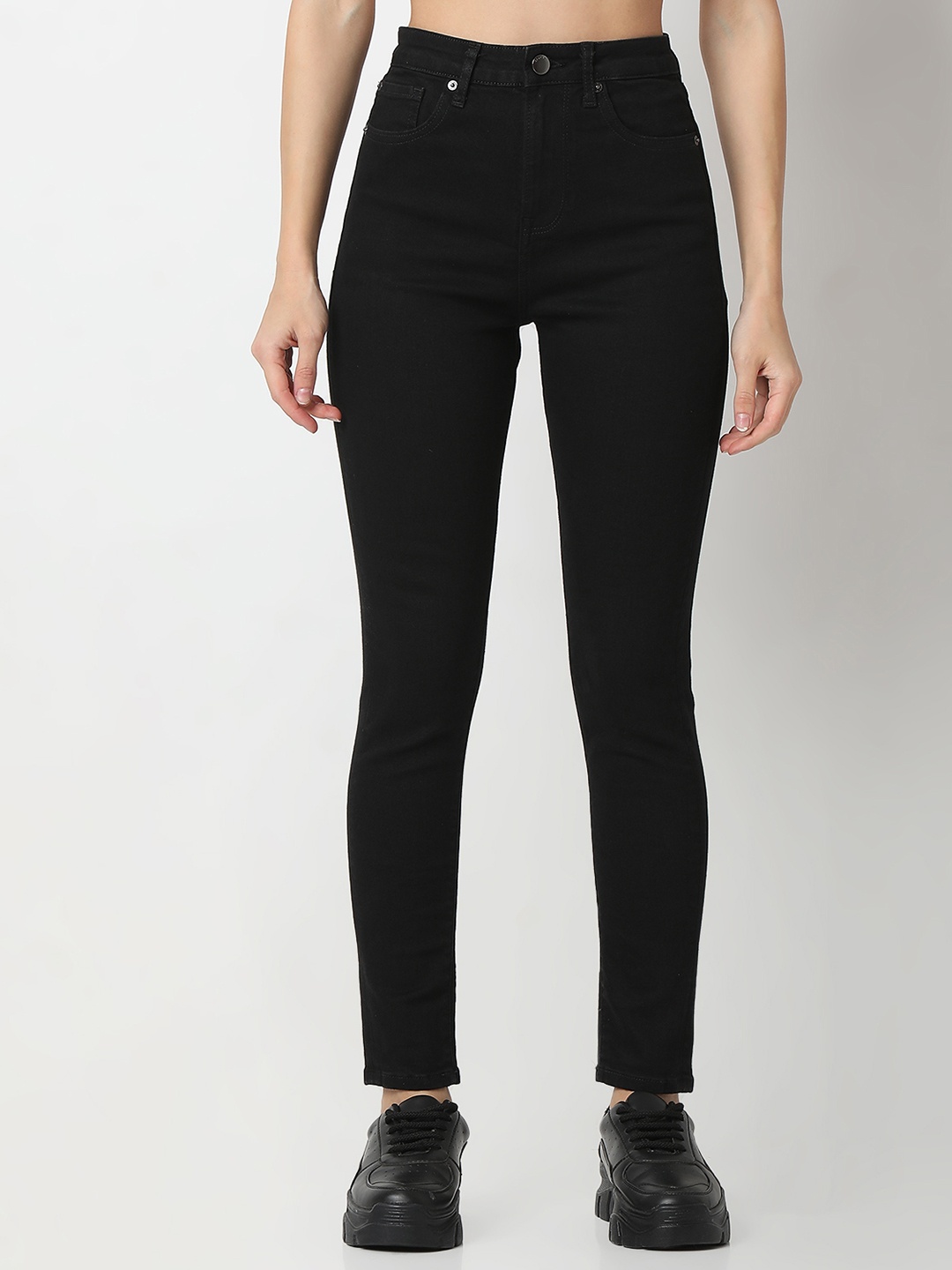 

SPYKAR Women Slim Fit High-Rise Jeans, Black