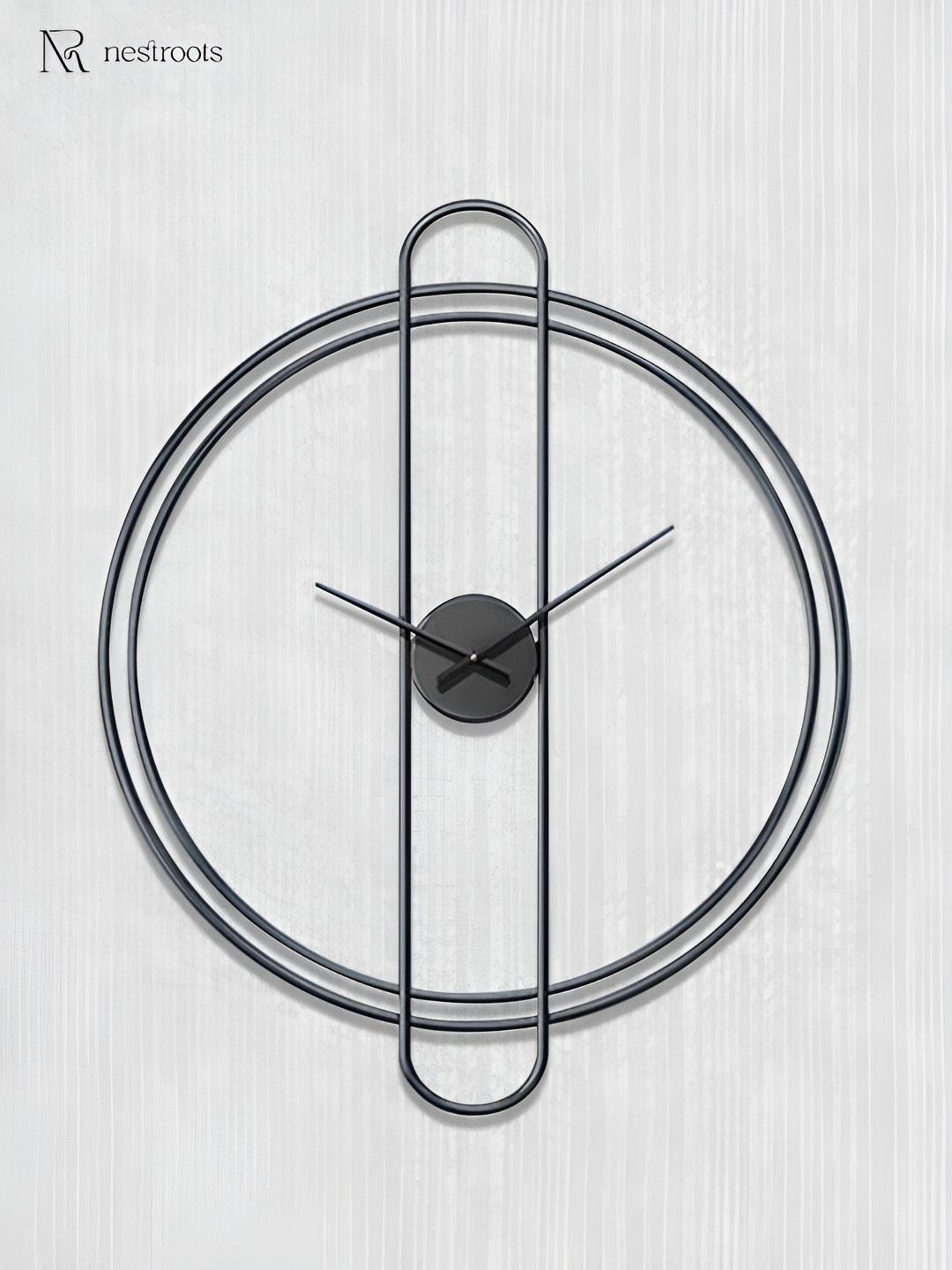 

nestroots Black Round Shaped Contemporary Stainless Steel Wall Clock