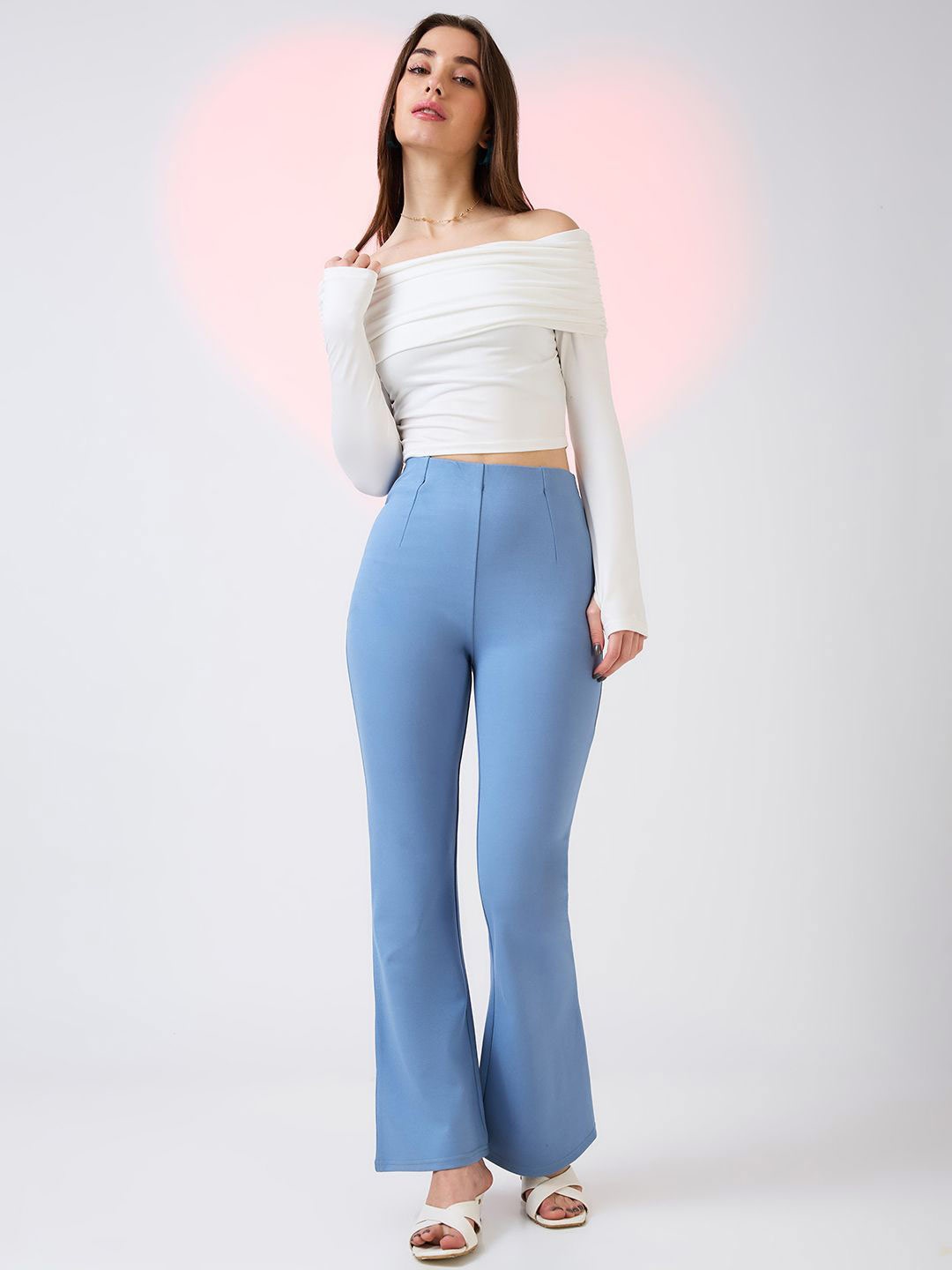 

Globus Denim-Stretchable Mid-Rise Workwear Bootcut Treggings, Blue