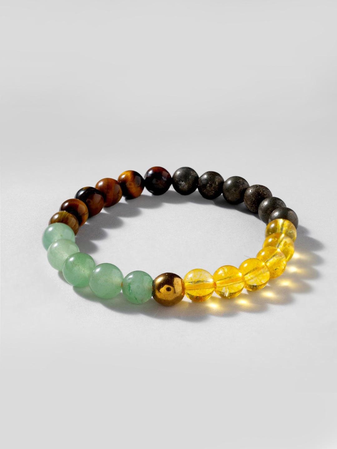 

BLACK MAMBA Unisex Money Magnet Natural Stones Stretchable Bracelet, Yellow