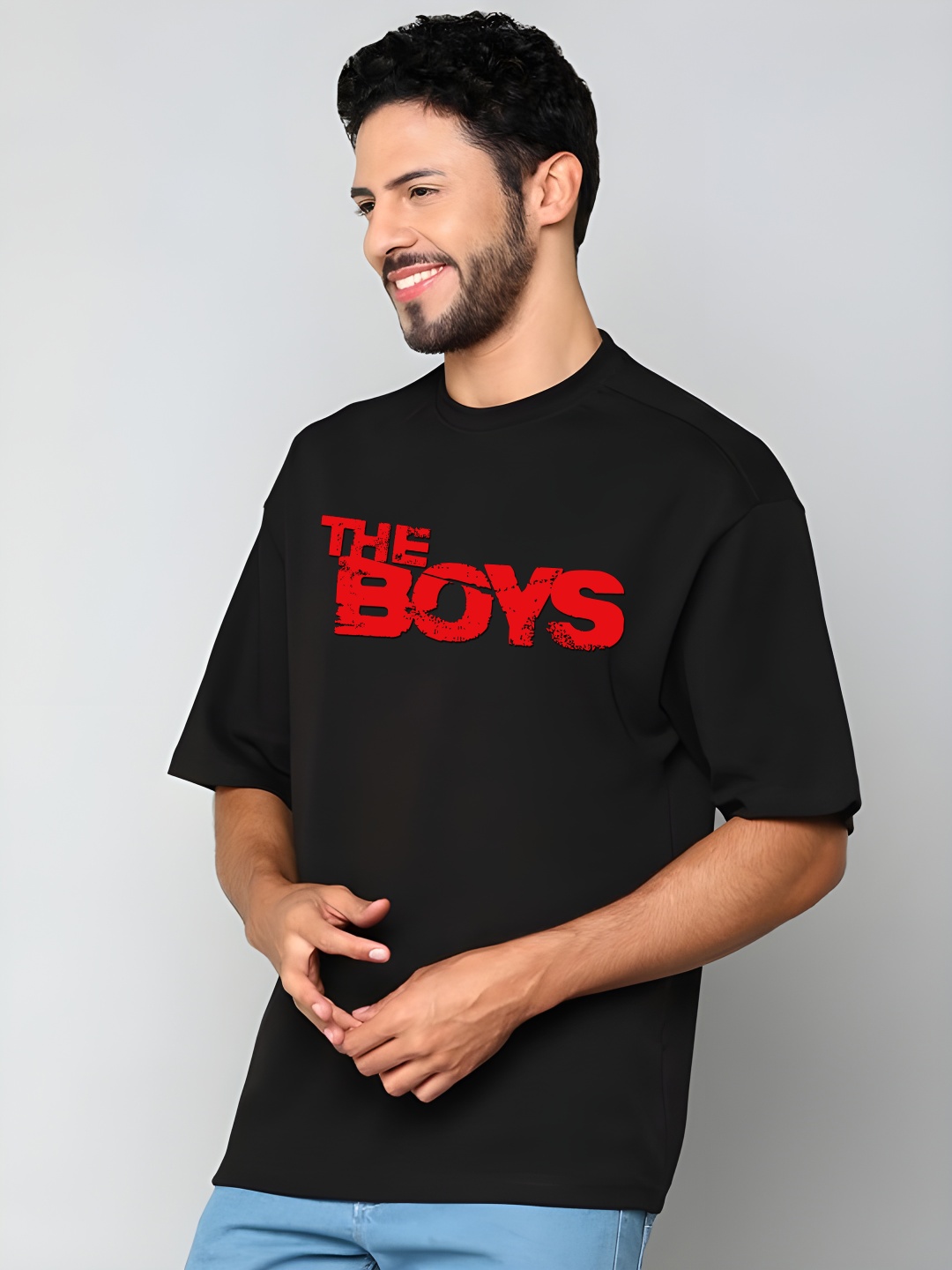

Moda Rapido Men Typography Printed Round Neck Cotton Oversized T-shirt, Black