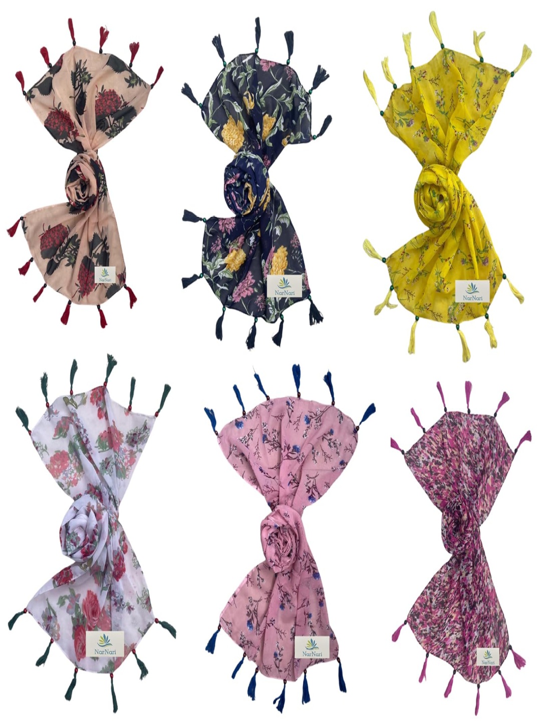 

NarNari Women Printed Scarf, Pink