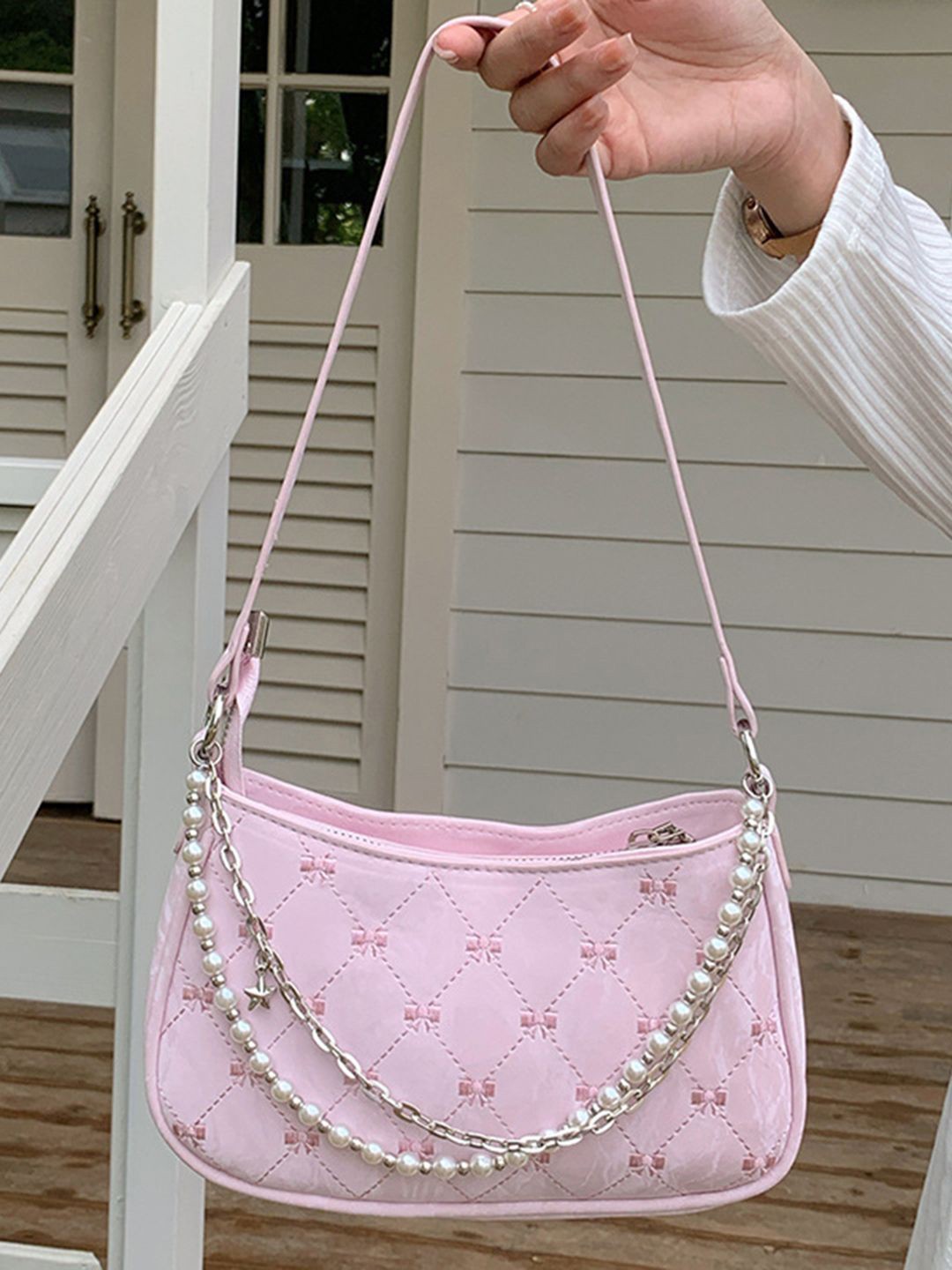 

StyleCast PU Structured Shoulder Bag with Quilted, Pink