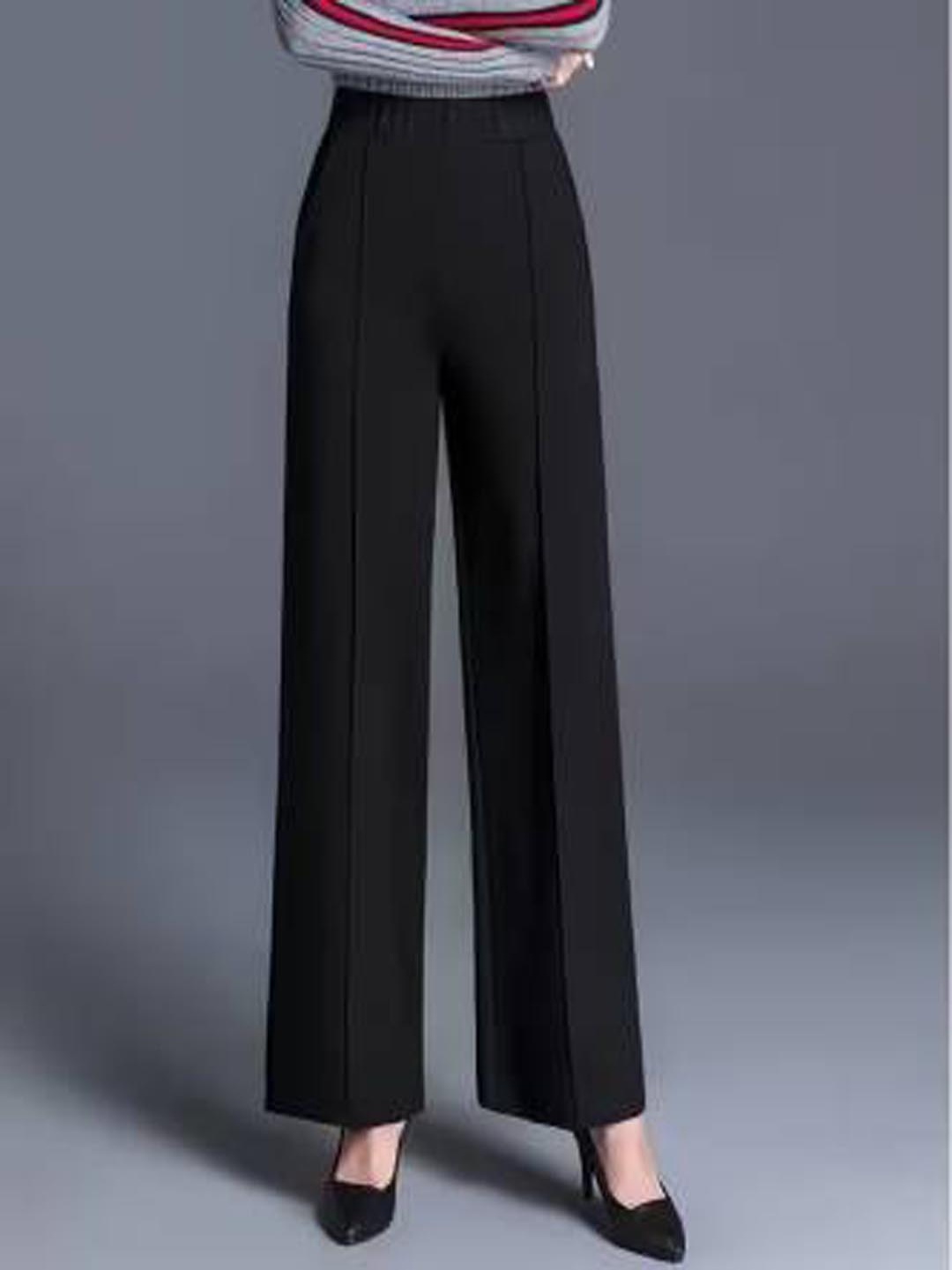 

BAESD Women Relaxed High-Rise Easy Wash Pleated Trousers, Black