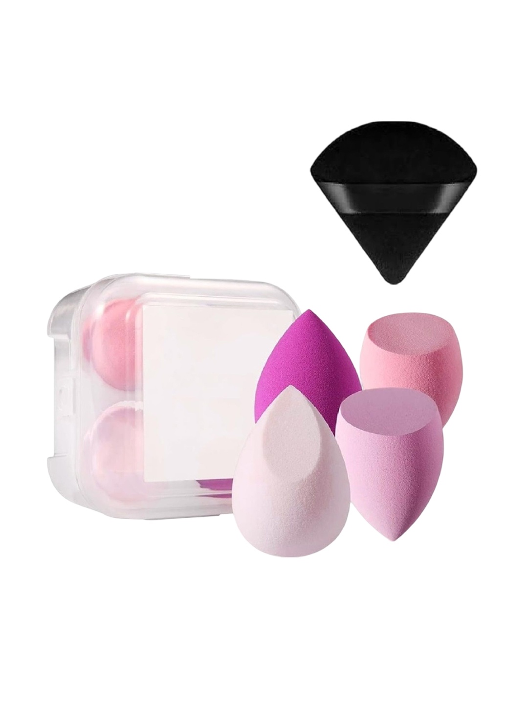 

Facejewel Set Of 4 Blender Sponge, Soft Egg Shaped Blending Puff With Triangle Puff, Pink