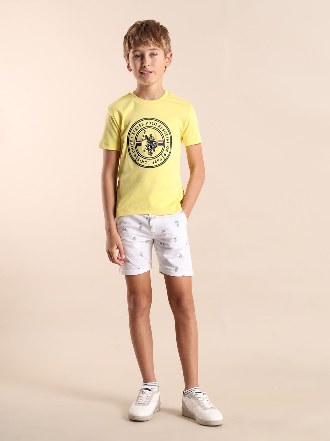 

U.S. Polo Assn. Kids Boys Brand Logo Printed T-shirt, Yellow