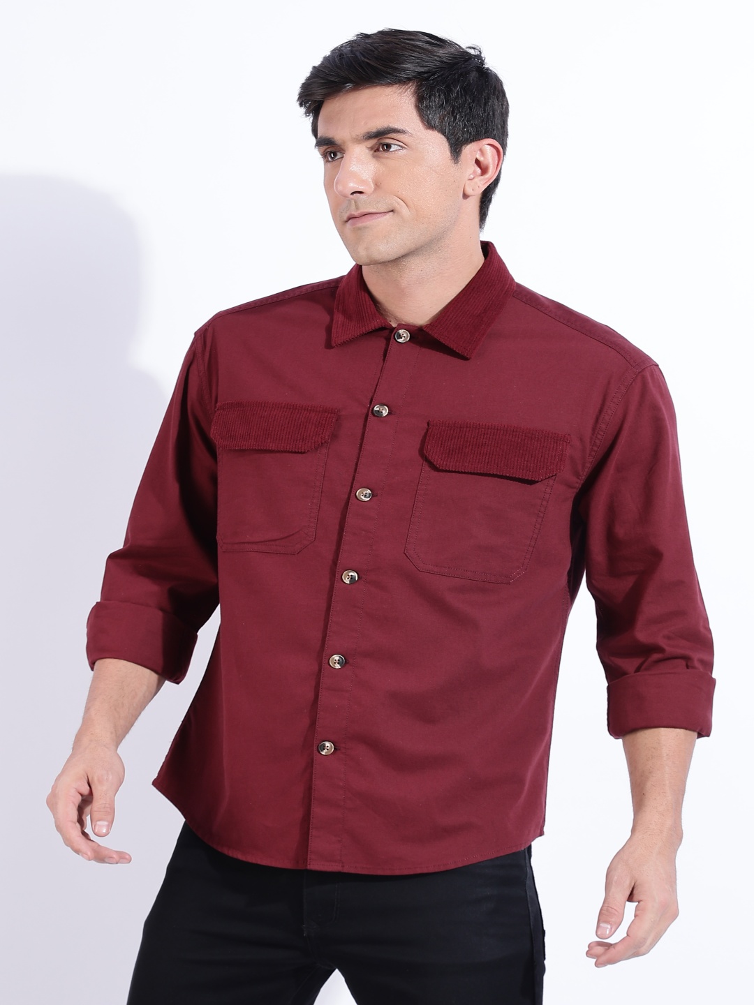 

HERE&NOW Men Opaque Casual Shirt, Maroon