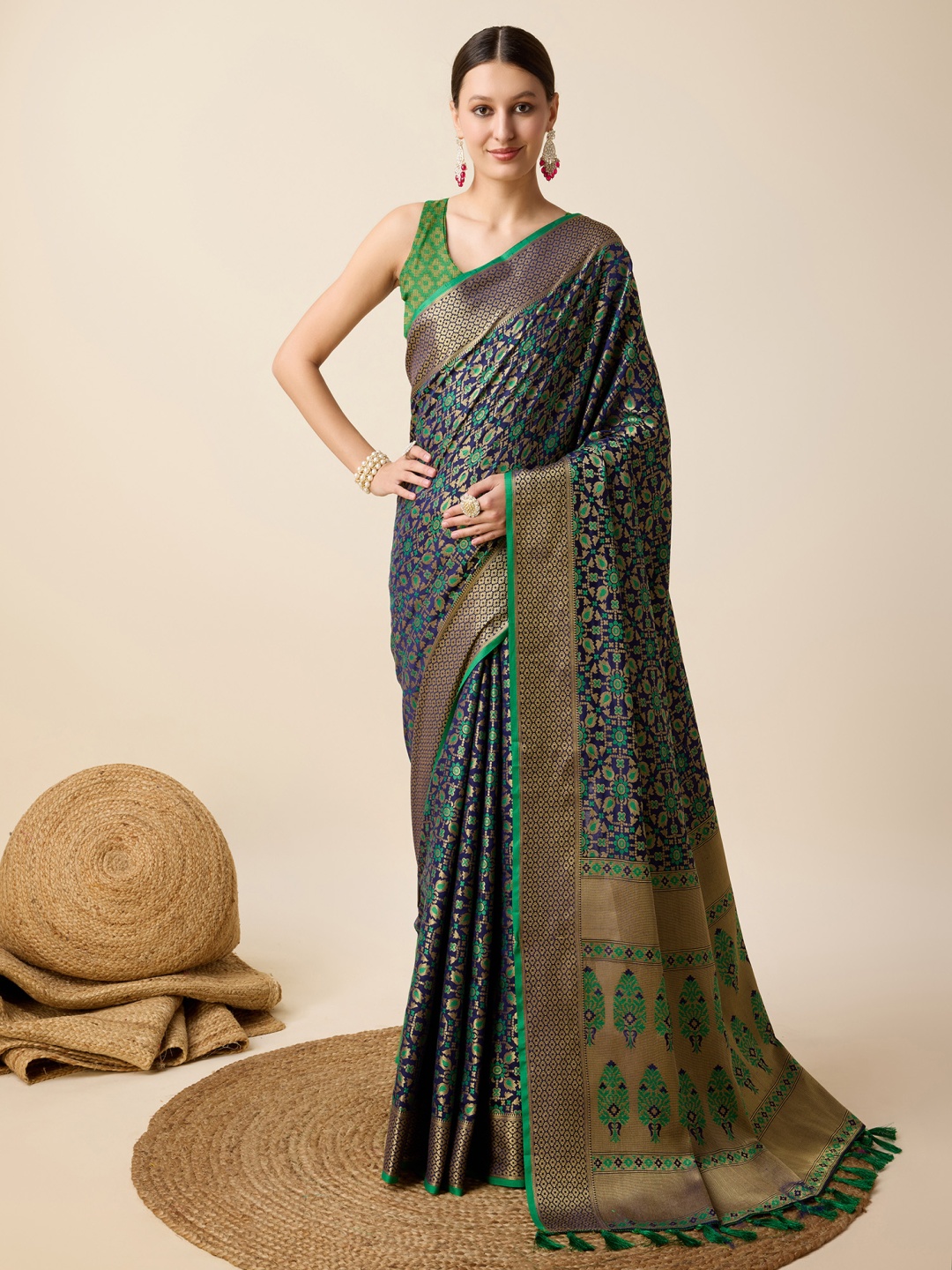 

Munir Woven Design Zari Patola Saree, Blue