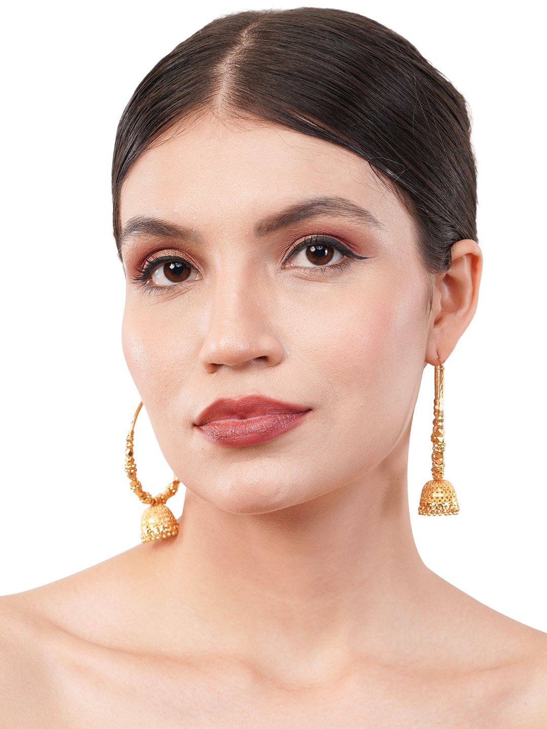 

Zhouse Gold-Plated Contemporary Shaped Hoop Earrings