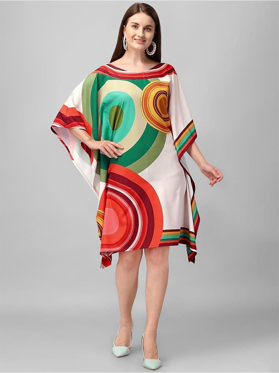 

KWEEN Women Printed Kaftan Dress, Cream