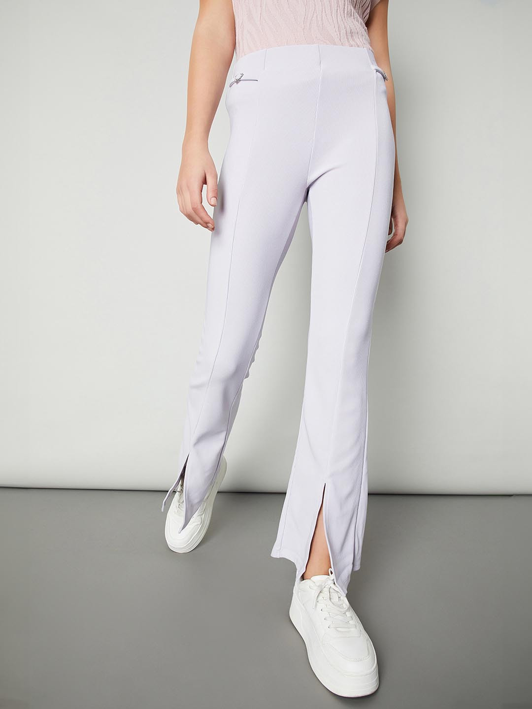 

max Women Regular Fit Mid-Rise Trousers, Purple
